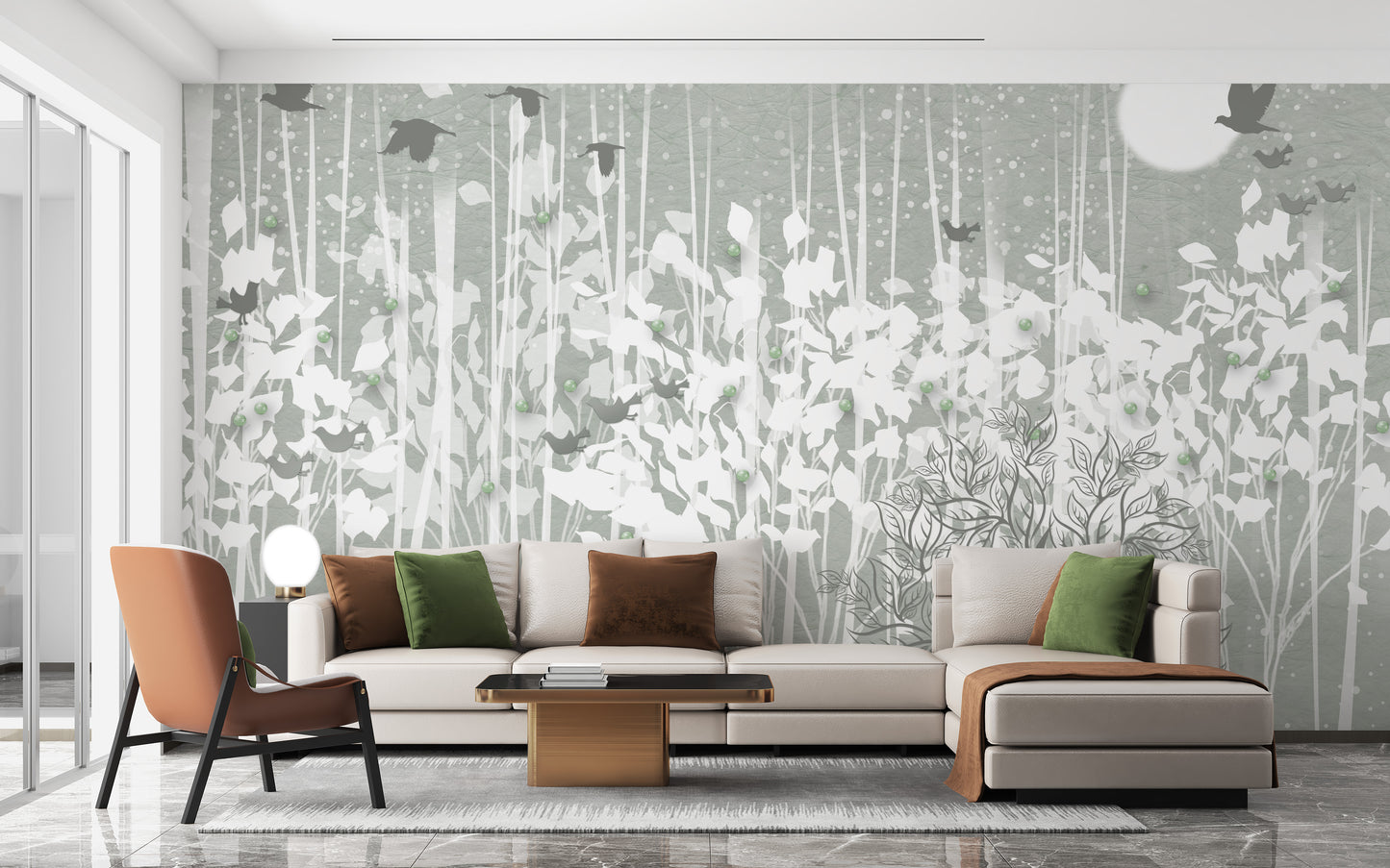 Artistic Snowy Forest Scenery Wall Mural Wallpaper