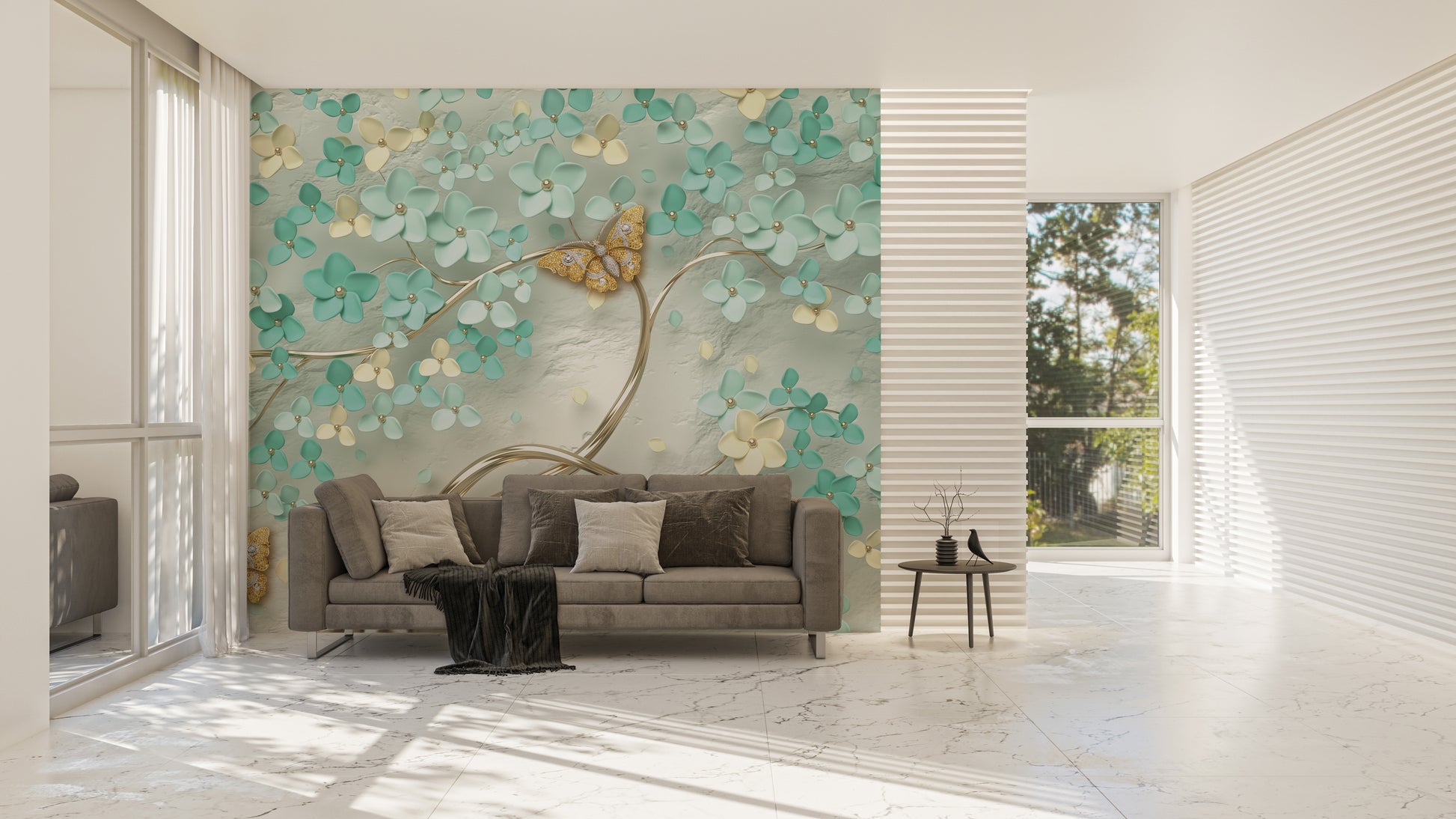 Gilded Butterfly Garden Wallpaper Mural