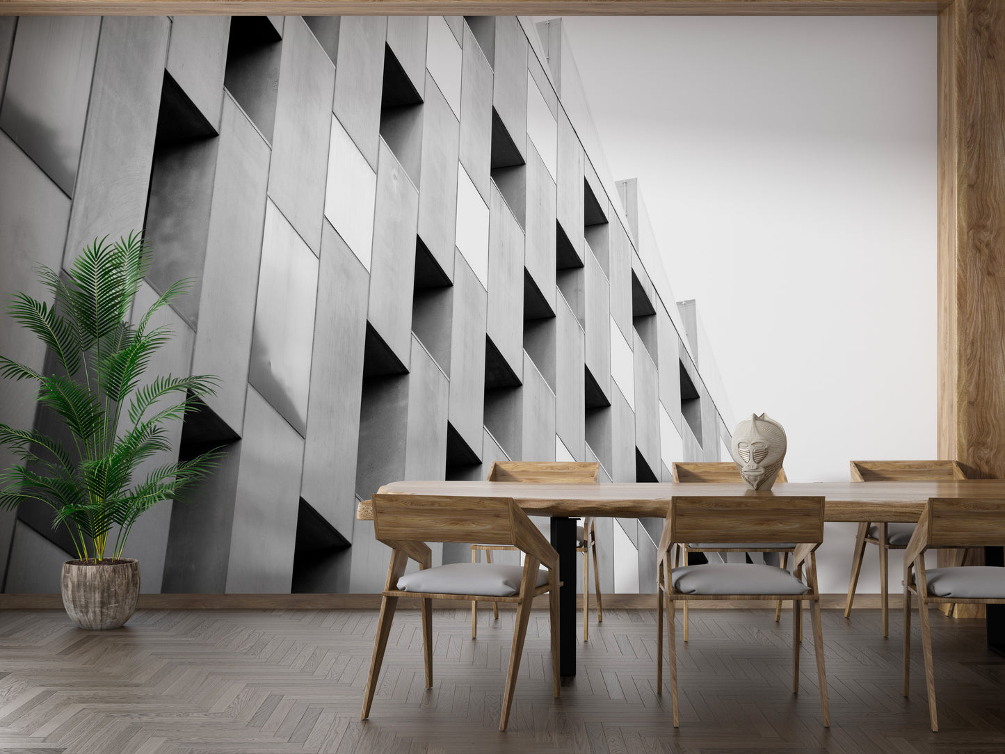 Structural Elegance Monochrome Wallpaper Mural