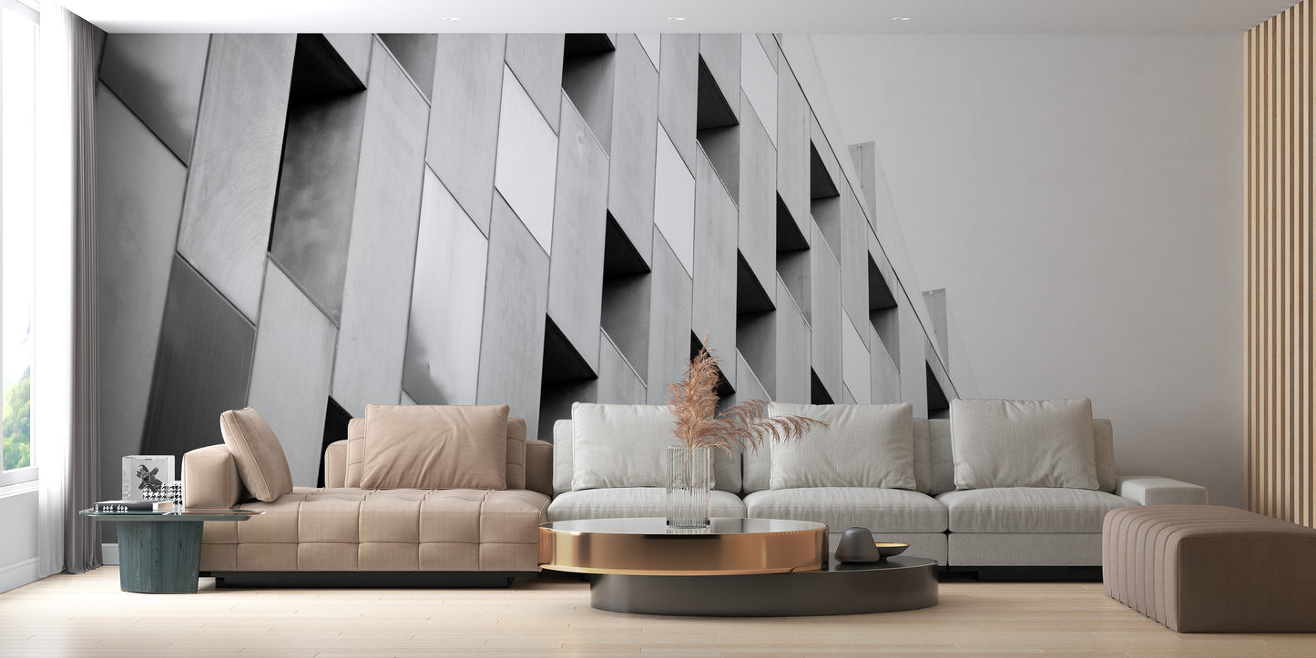 Structural Art in Black and White Wallpaper Mural