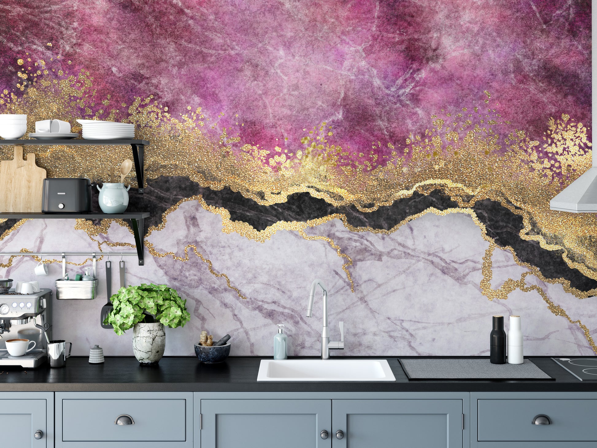 Pink Pearlstone Marble Wall Mural Art