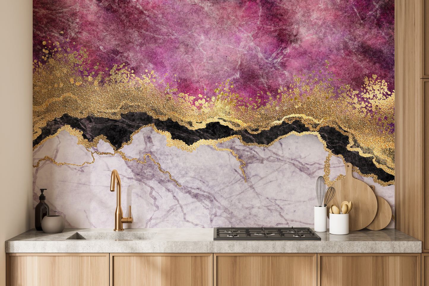 Elegant Pink Pearlstone Marble Wall Mural