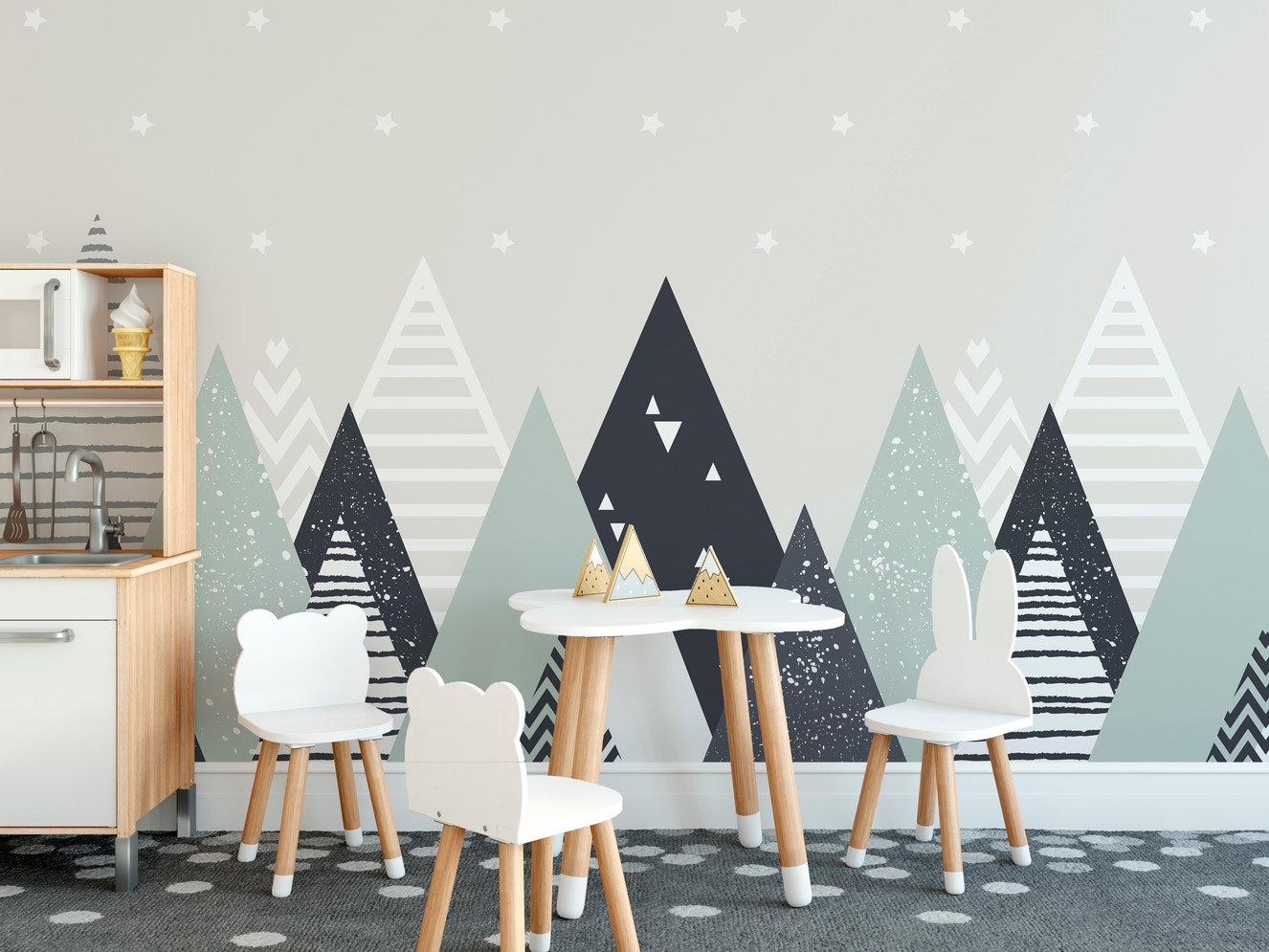 Peel & Stick Triangle Patterns Wallpaper Mural Design