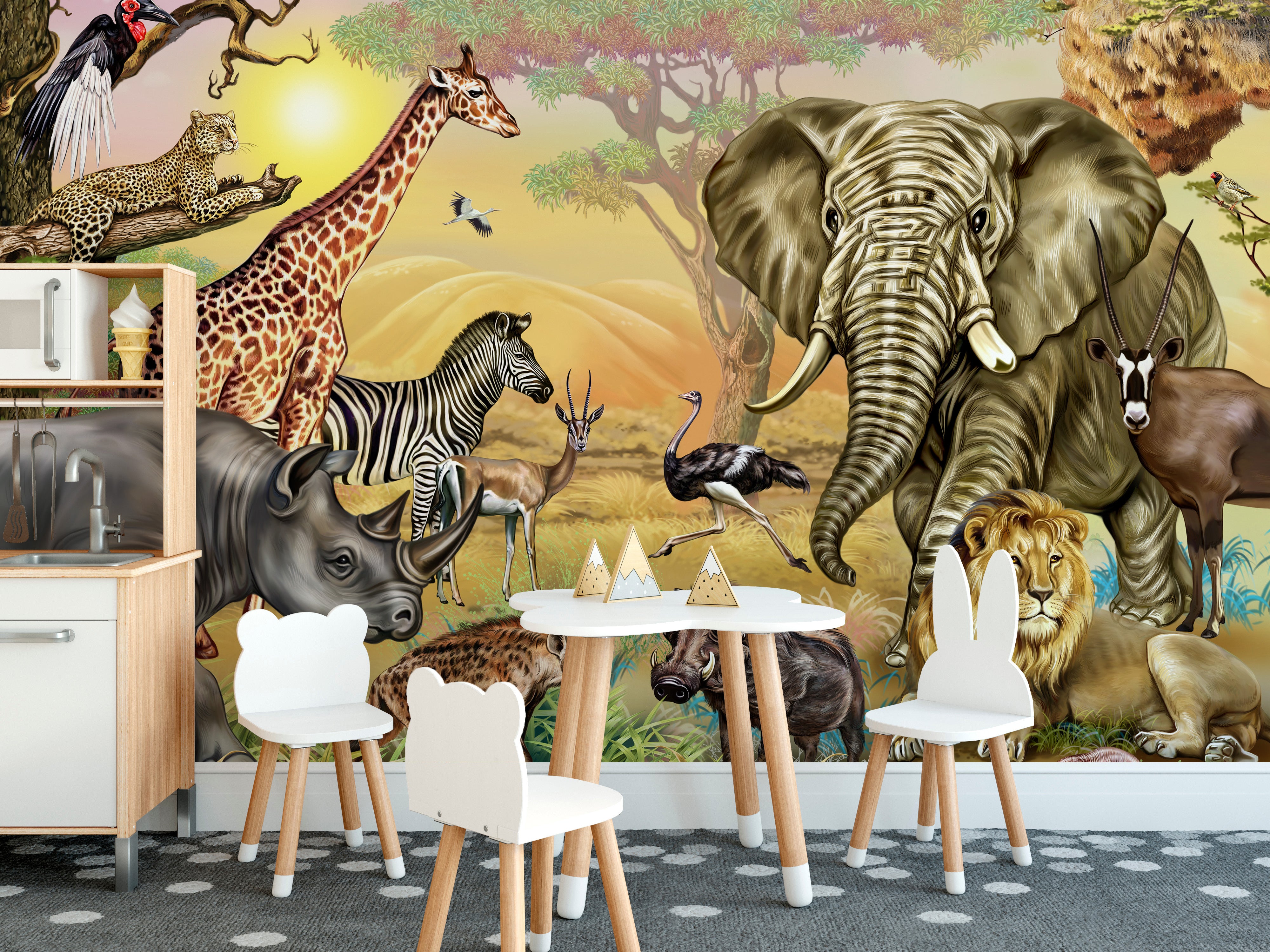 African Zoo Safari Wall Mural for Your Walls
