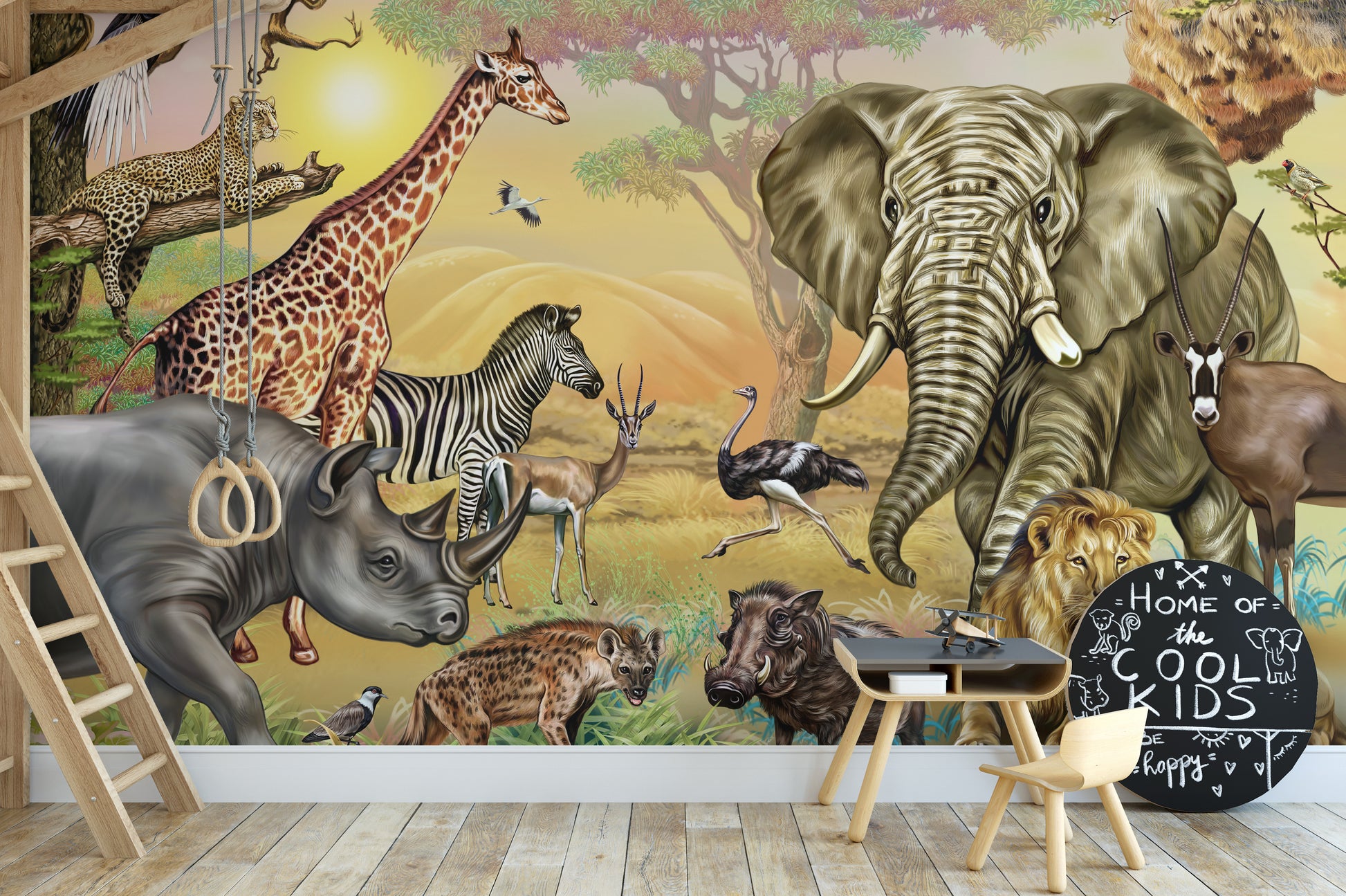 African Safari Zoo Wallpaper Mural Design
