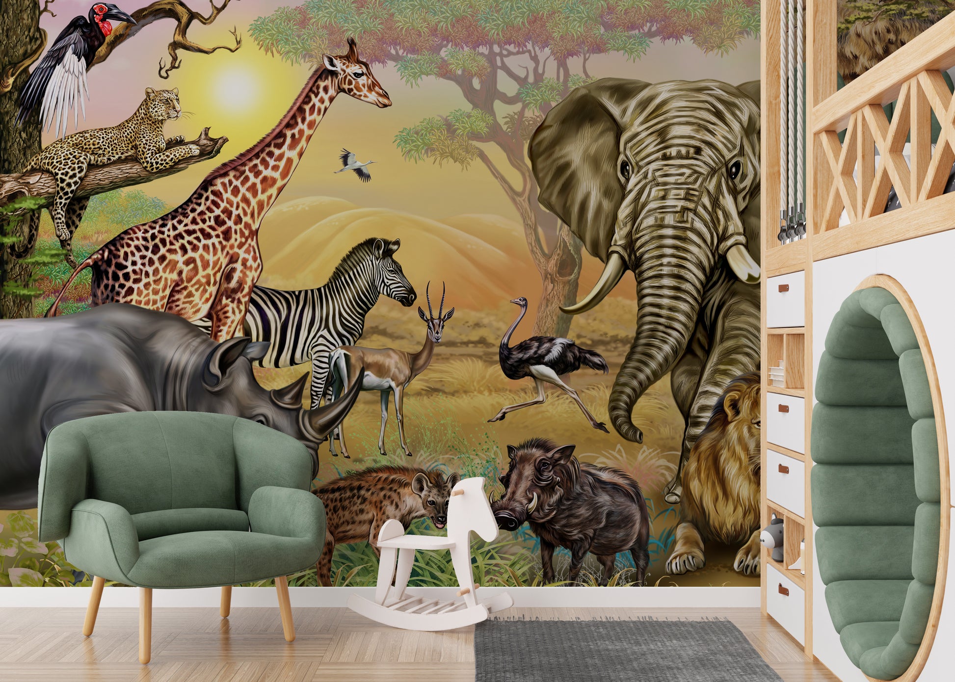 Zoo Safari African Wallpaper Mural
