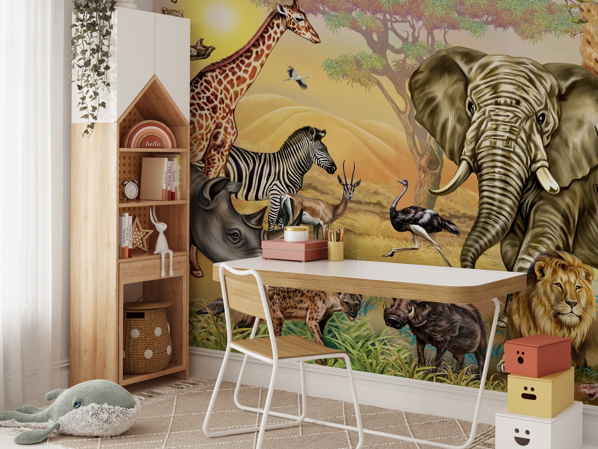 African Zoo Safari Wall Mural Decor
