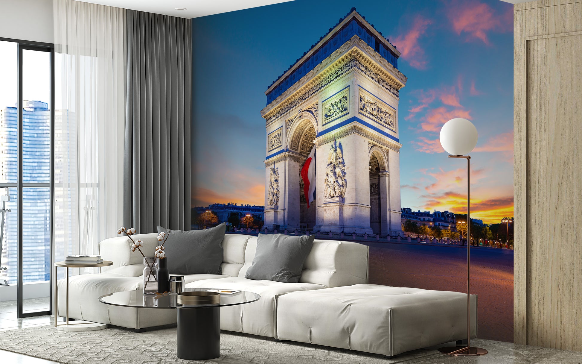 Arc de Triomphe Paris Nocturne Night Mural
