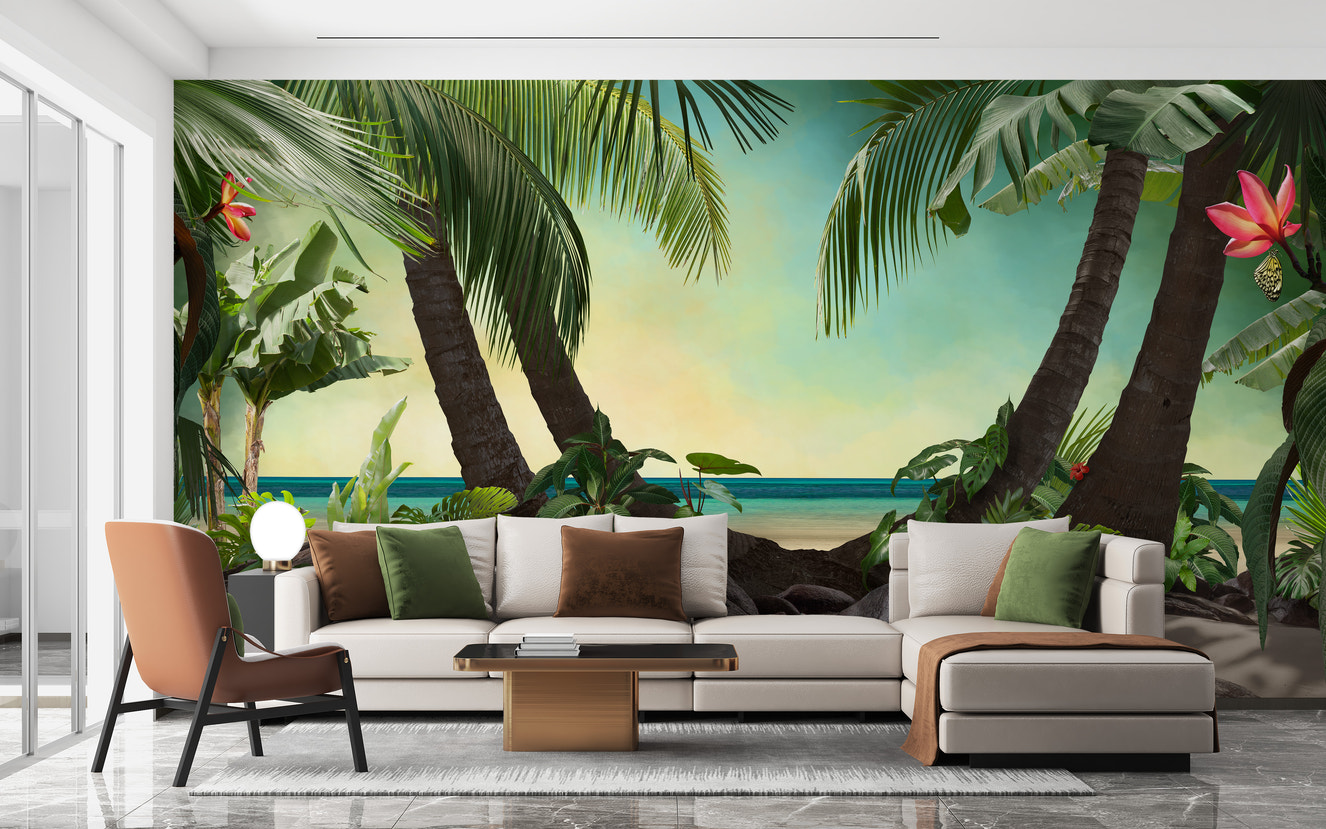 Relaxing Tropical Beach View Wallpaper Mural