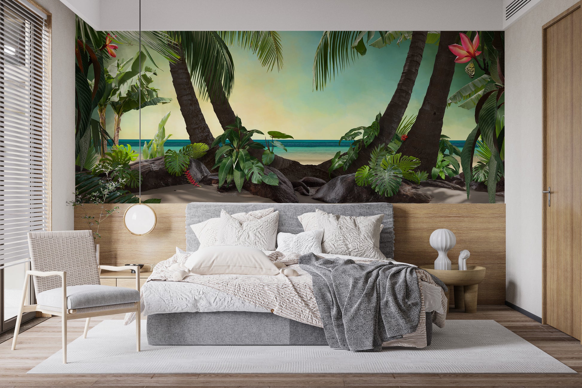 Tropical Sunset Beach View Wallpaper Mural
