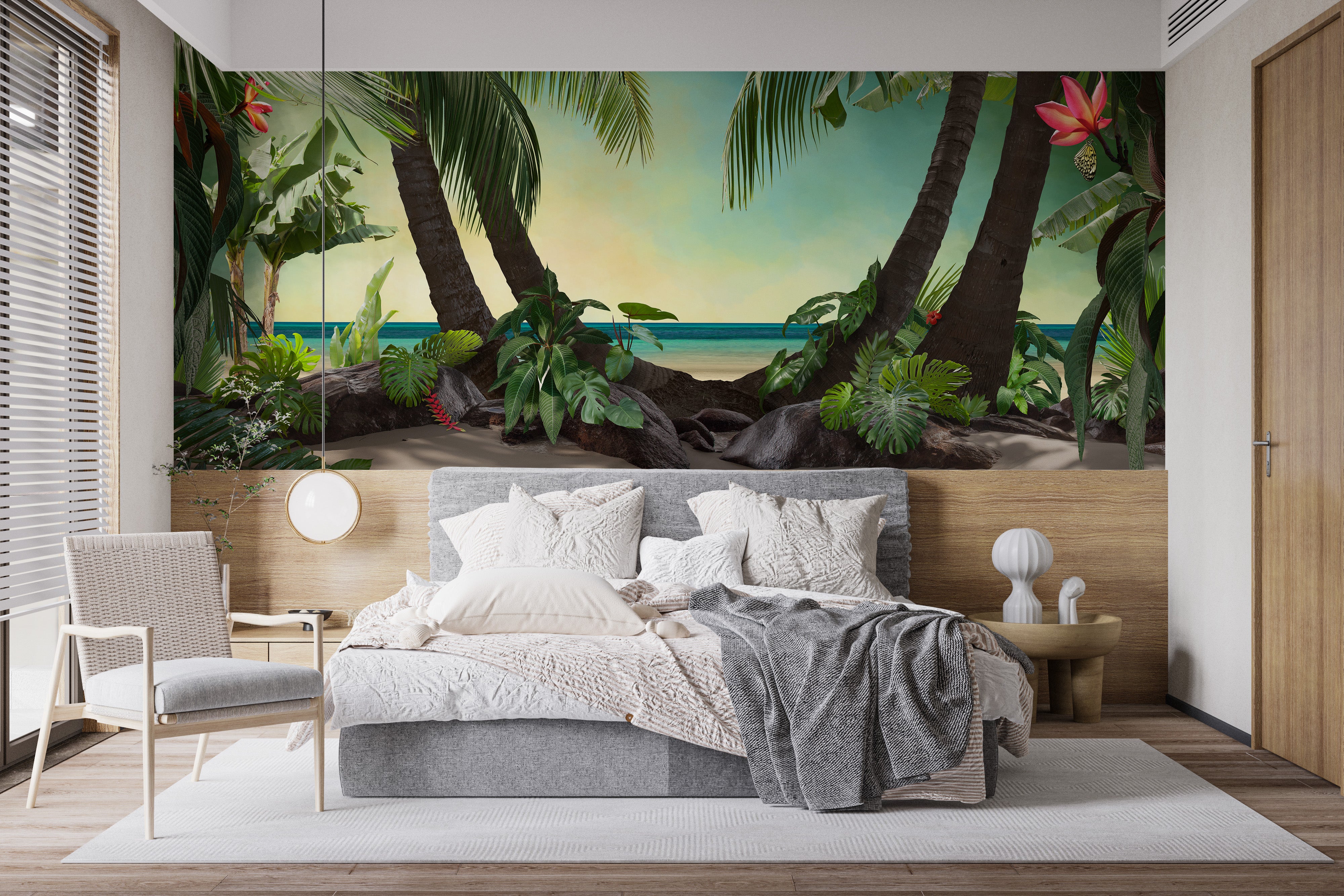 Tropical Sunset Beach View Wallpaper Mural
