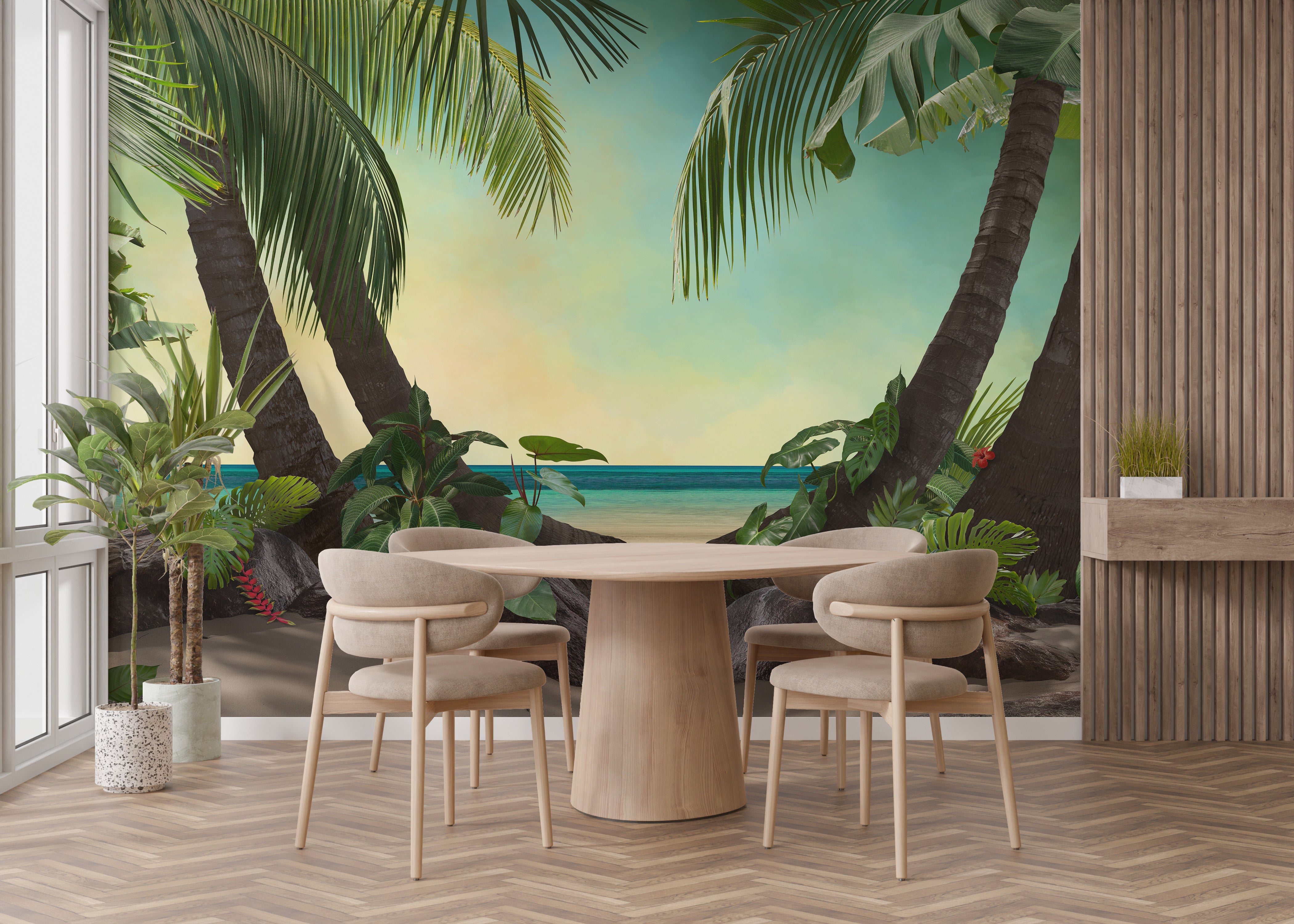 Sandy Shore Tropical View Wallpaper Mural
