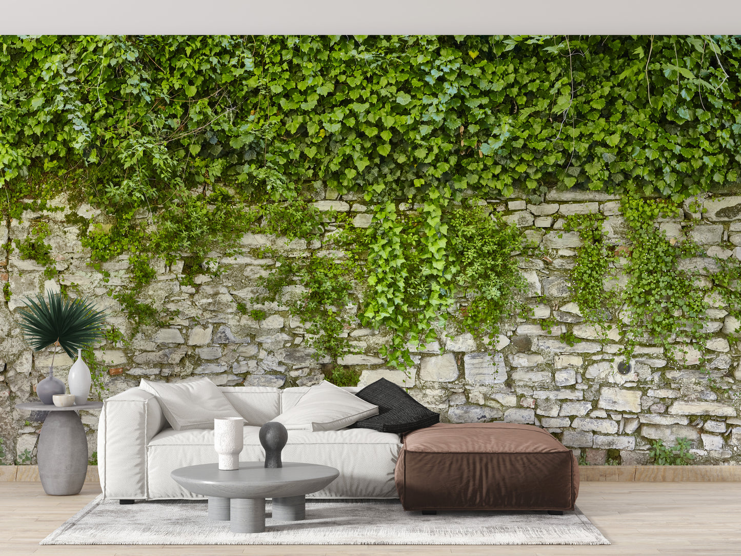 Cascading Green Leaves Wallpaper Mural
