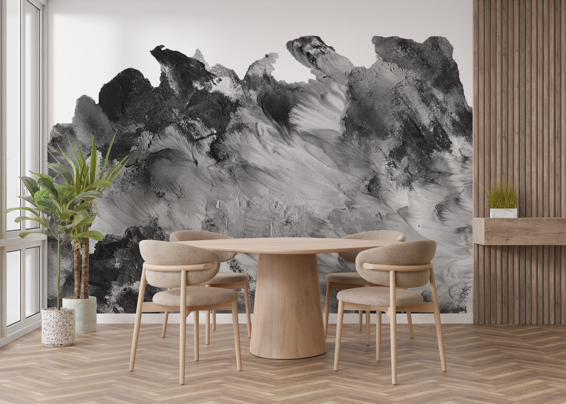 Elegant Grayscale Rustic Wall Mural for Your Home
