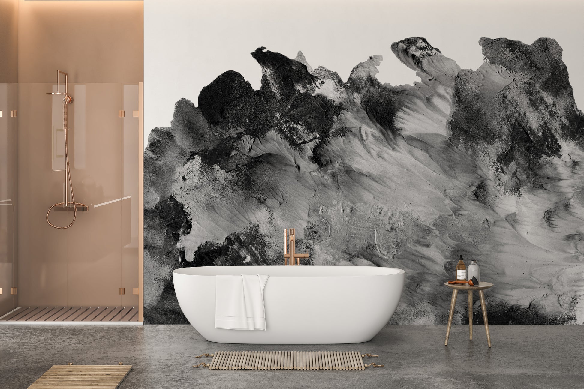 Beautiful Elegant Grayscale Rustic Wall Mural Design
