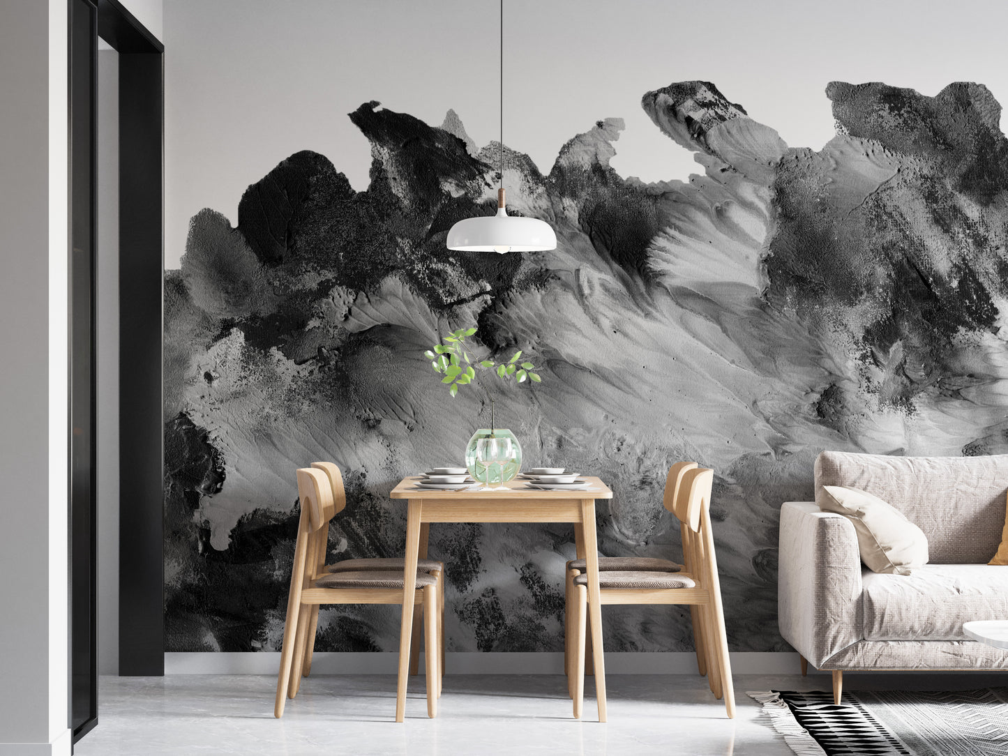 Elegant Grayscale Rustic Wall Mural for Classic Decor
