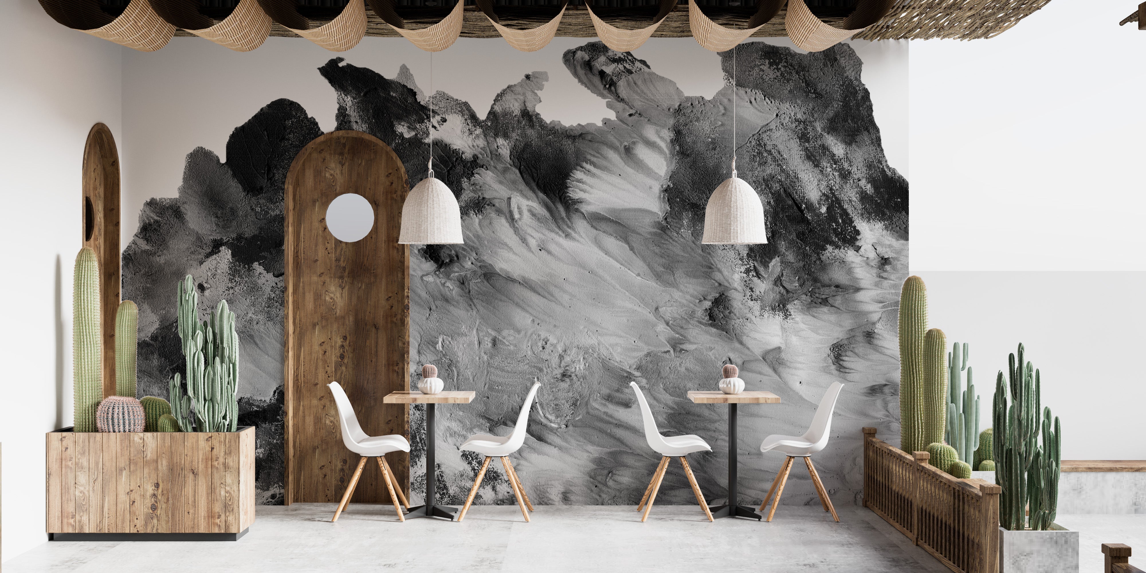 Elegant Grayscale Rustic Wallpaper Mural for Interiors
