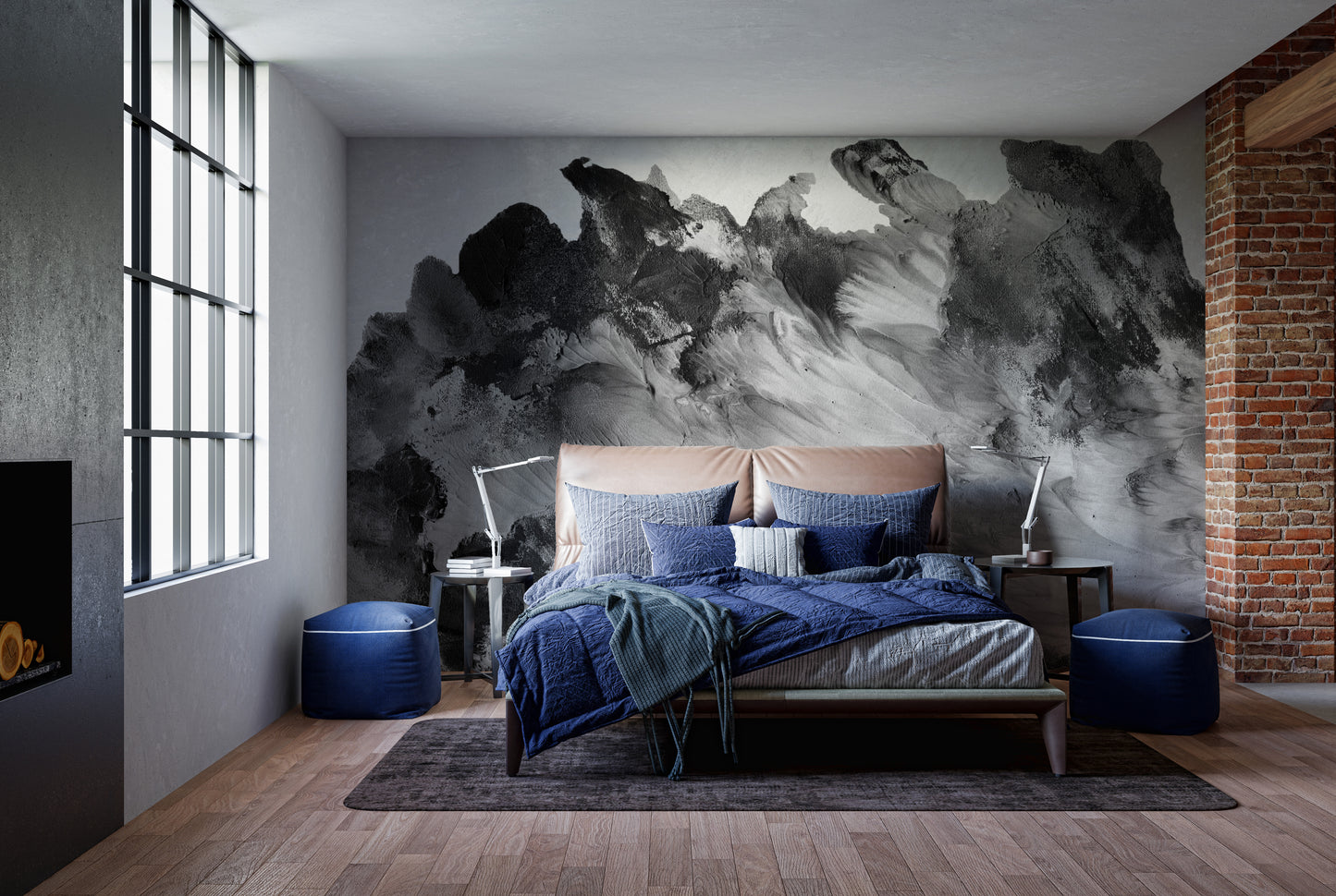 Rustic Elegant Grayscale Wallpaper Mural for Spaces
