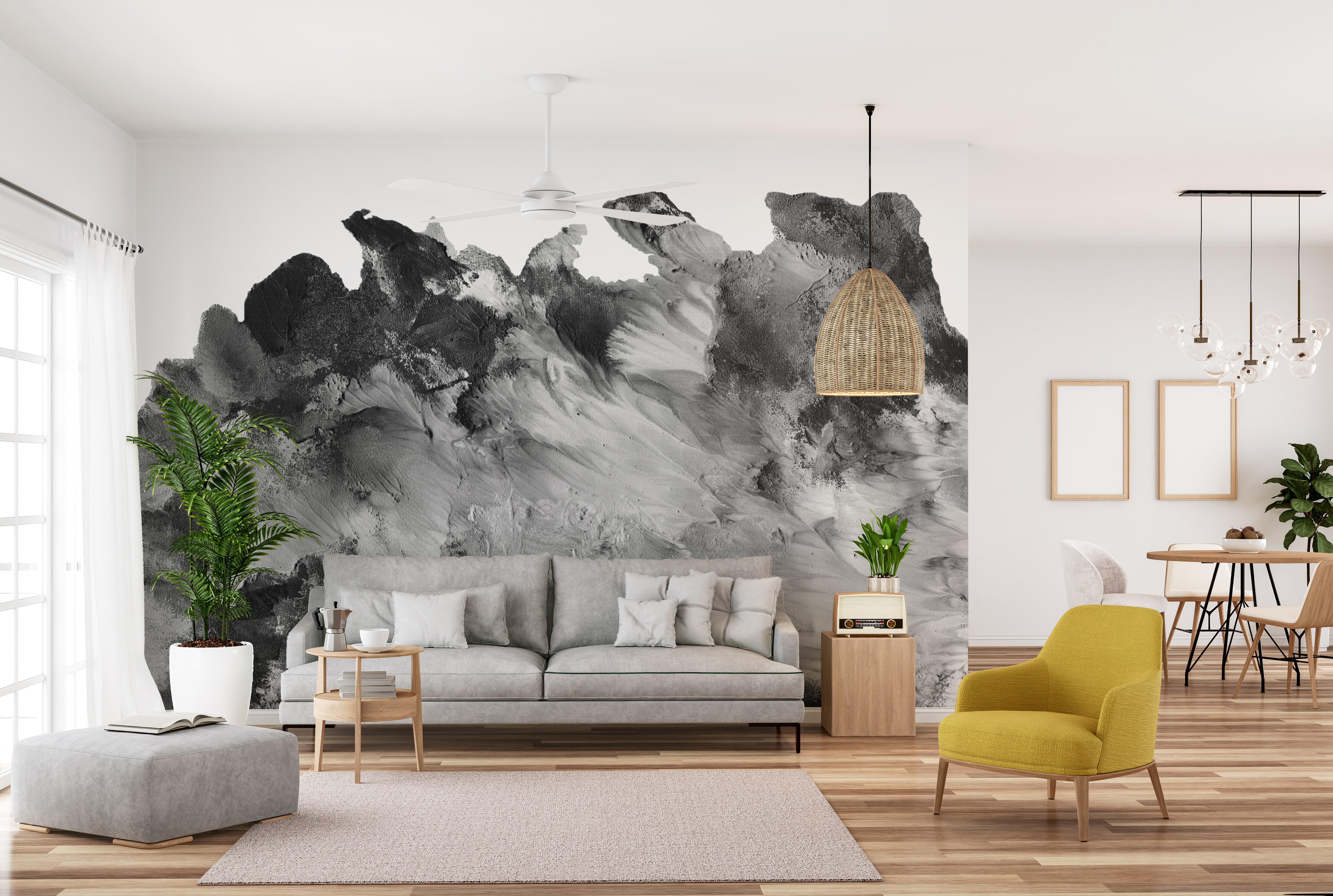 Stylish Elegant Grayscale Rustic Wallpaper Mural
