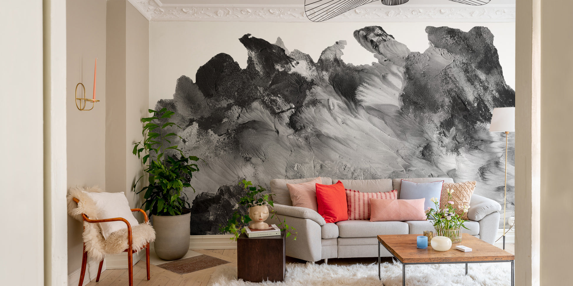 Elegant Grayscale Rustic Wall Mural Wallpaper for Spaces
