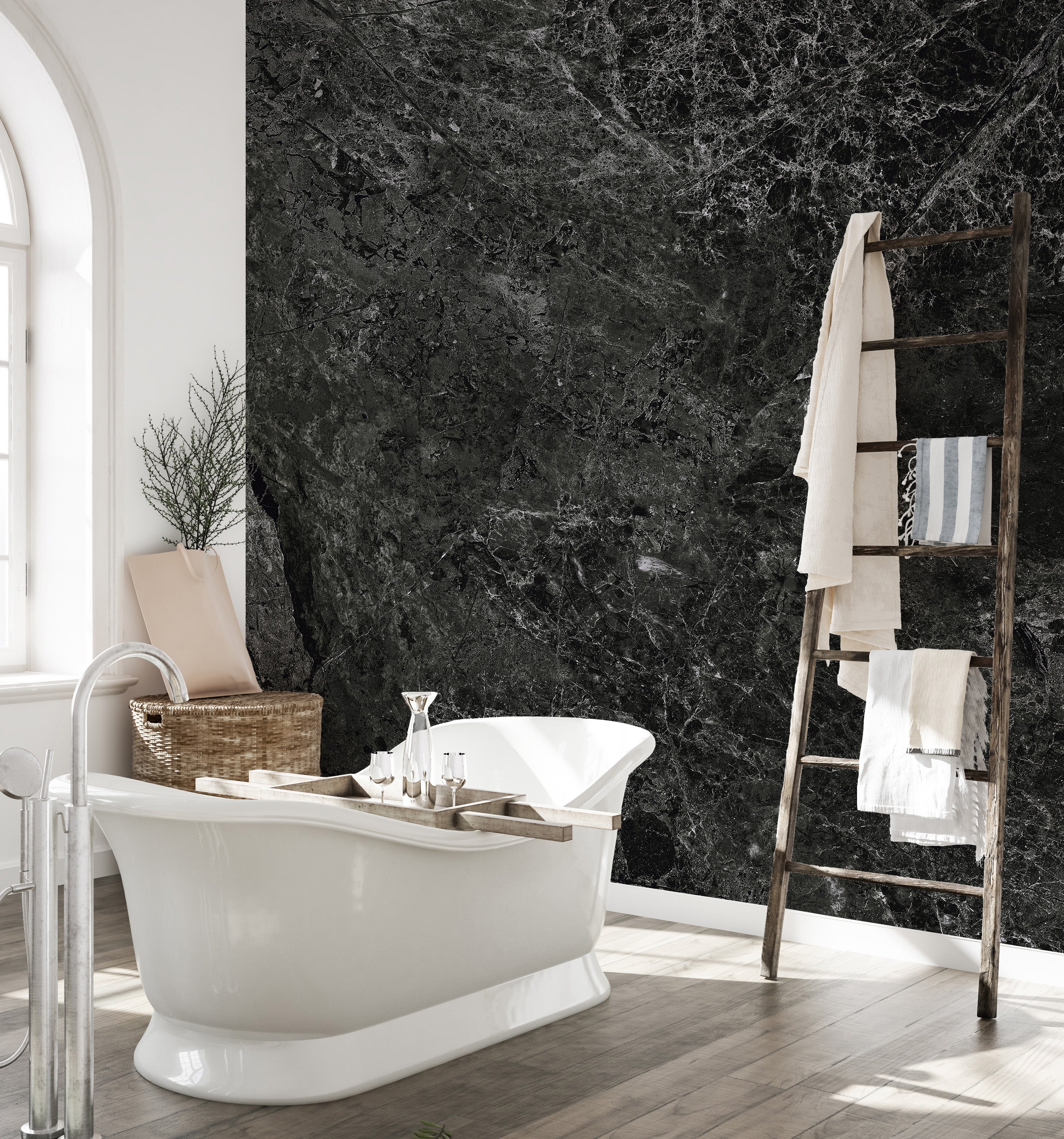 Black Granite Reflections Wallpaper Mural design
