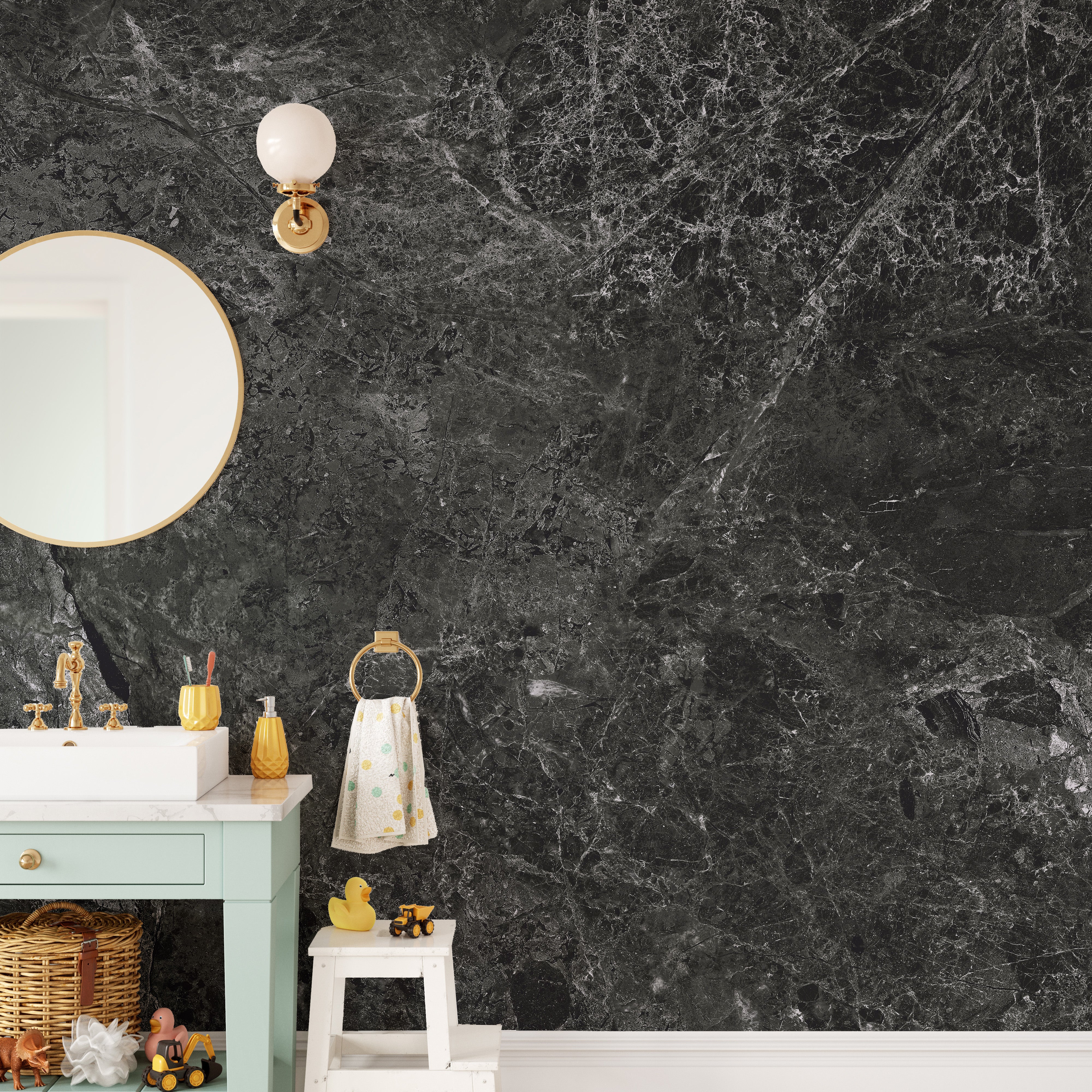 Black Granite Reflections Wallpaper Mural effect
