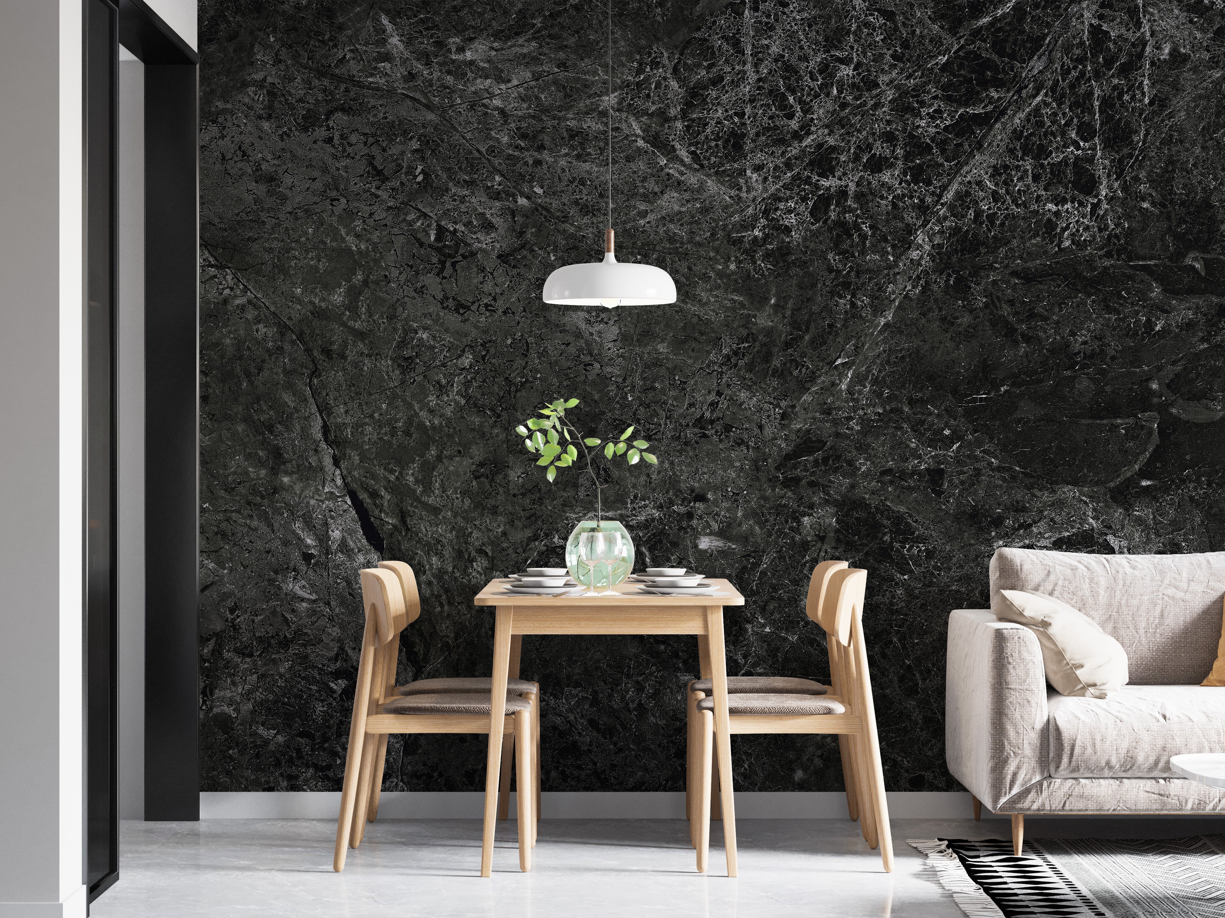 Black Granite Reflections Wallpaper Mural look
