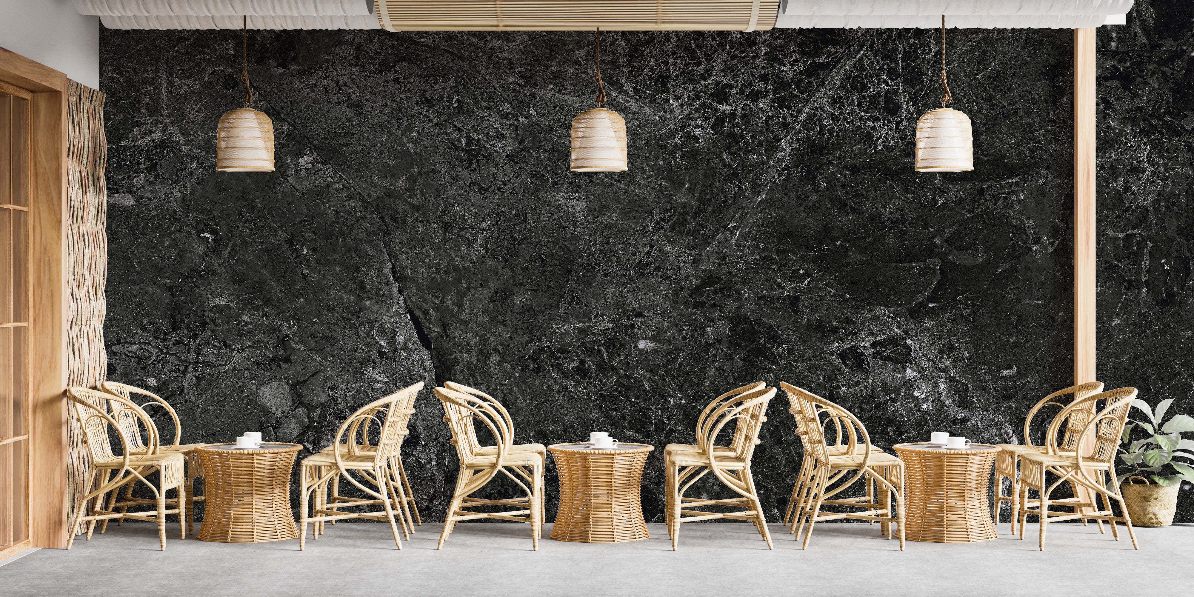 Black Granite Reflections Wallpaper Mural for interiors
