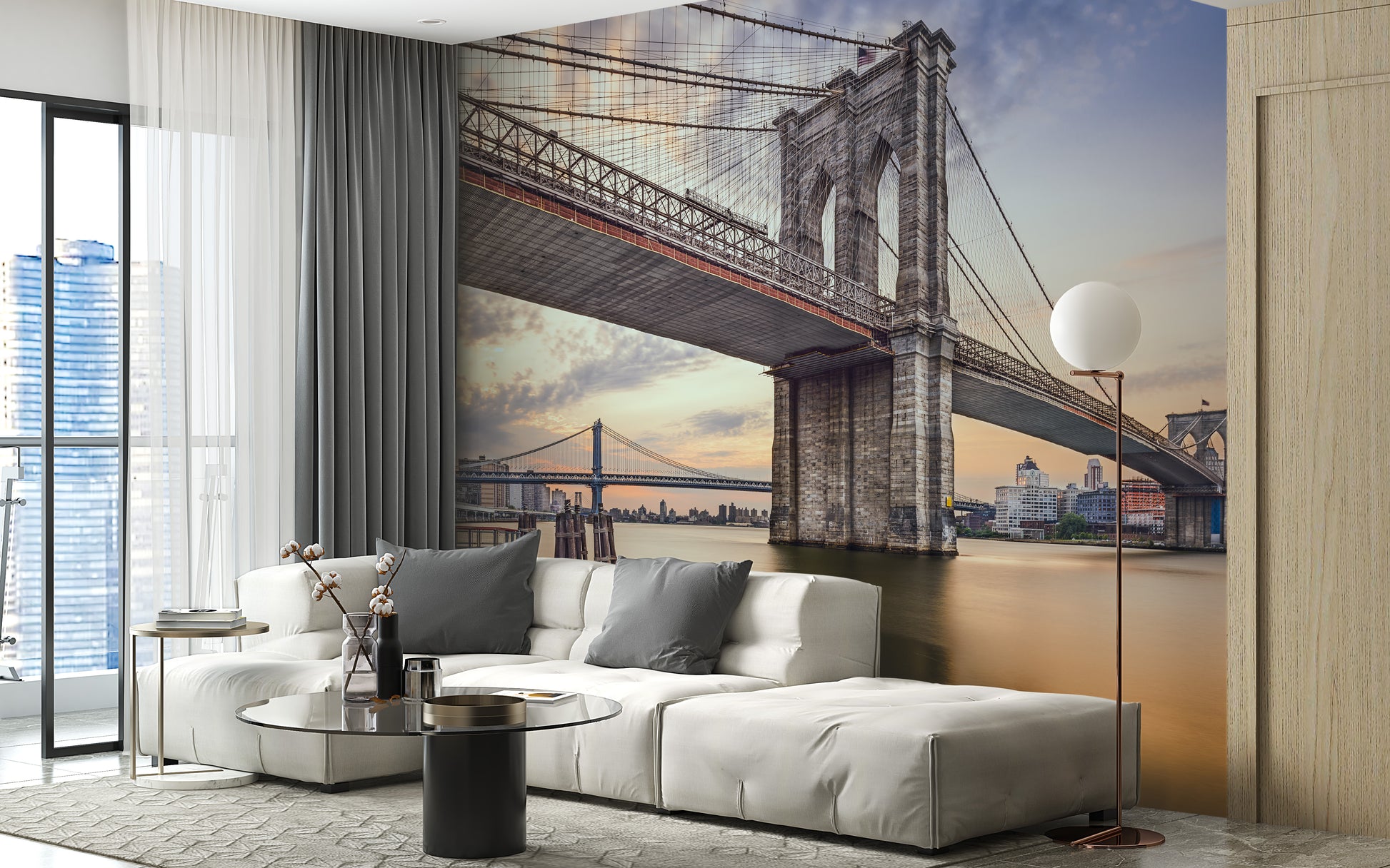 Brooklyn Bridge Iconic Mural Wallpaper for Rooms
