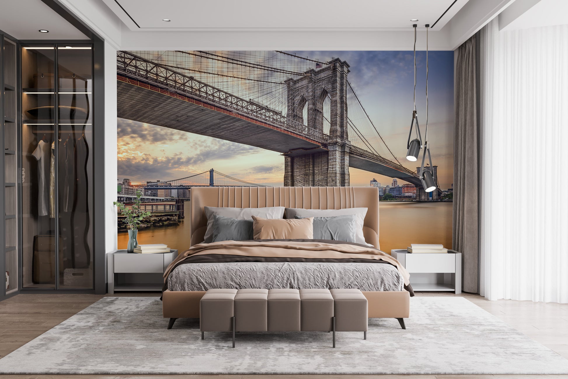 Iconic Brooklyn Bridge Wallpaper Mural Accent
