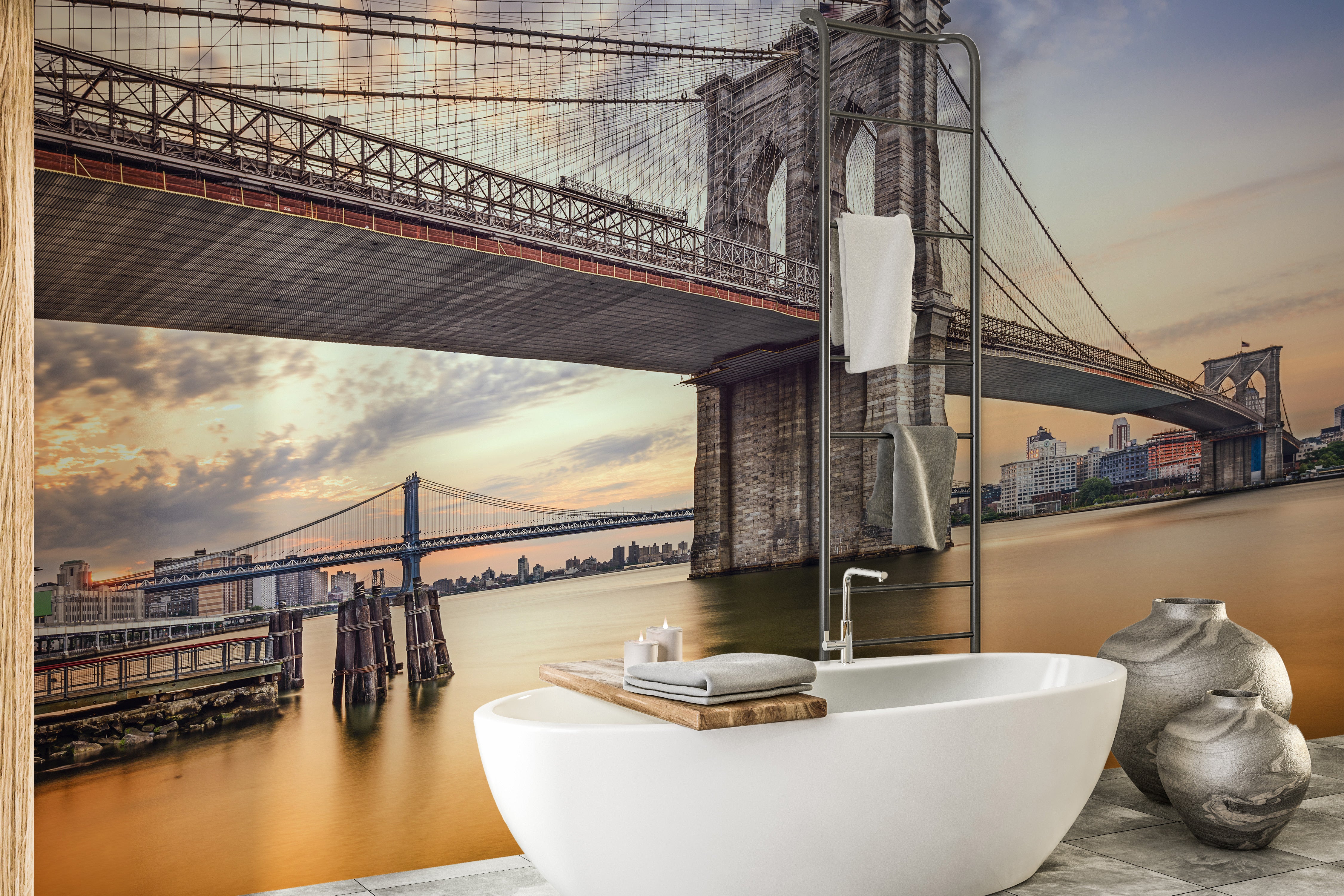 Iconic Brooklyn Bridge Mural Wallpaper for Home
