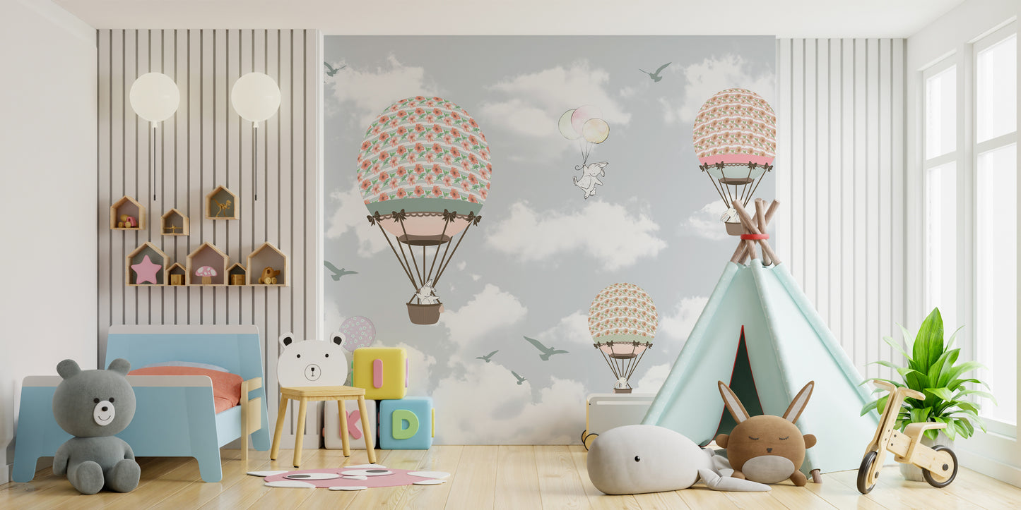 Wildlife Wonderland Ballooning Art Wallpaper Mural
