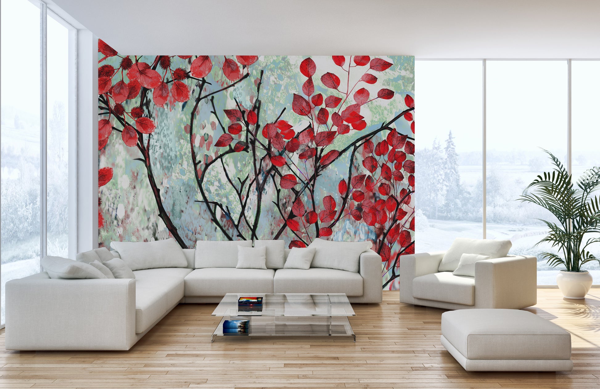 Beautiful Red Leaves Wallpaper Mural to decorate with
