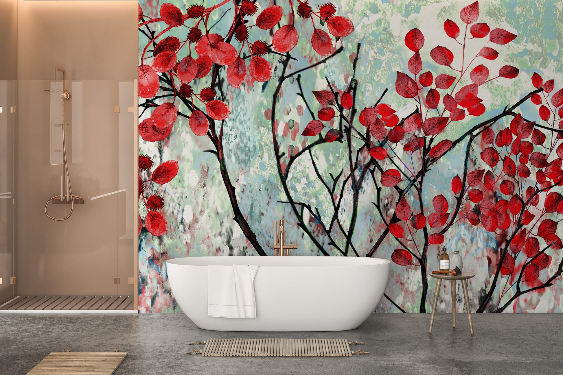 Stunning Red Leaves Wallpaper Mural for modern decor
