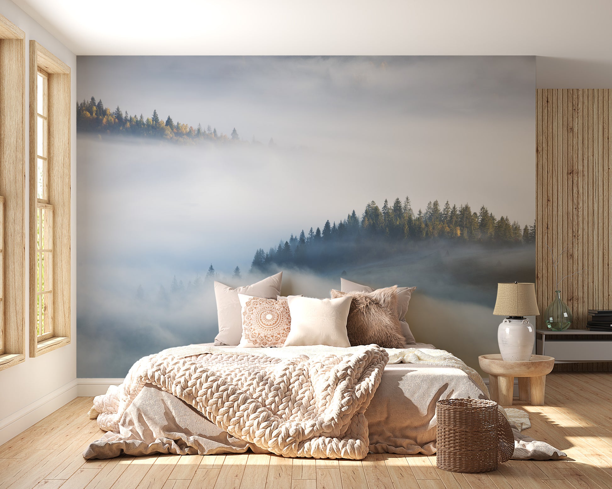 Veiled Maple Tree Wall Art Mural for peaceful decor
