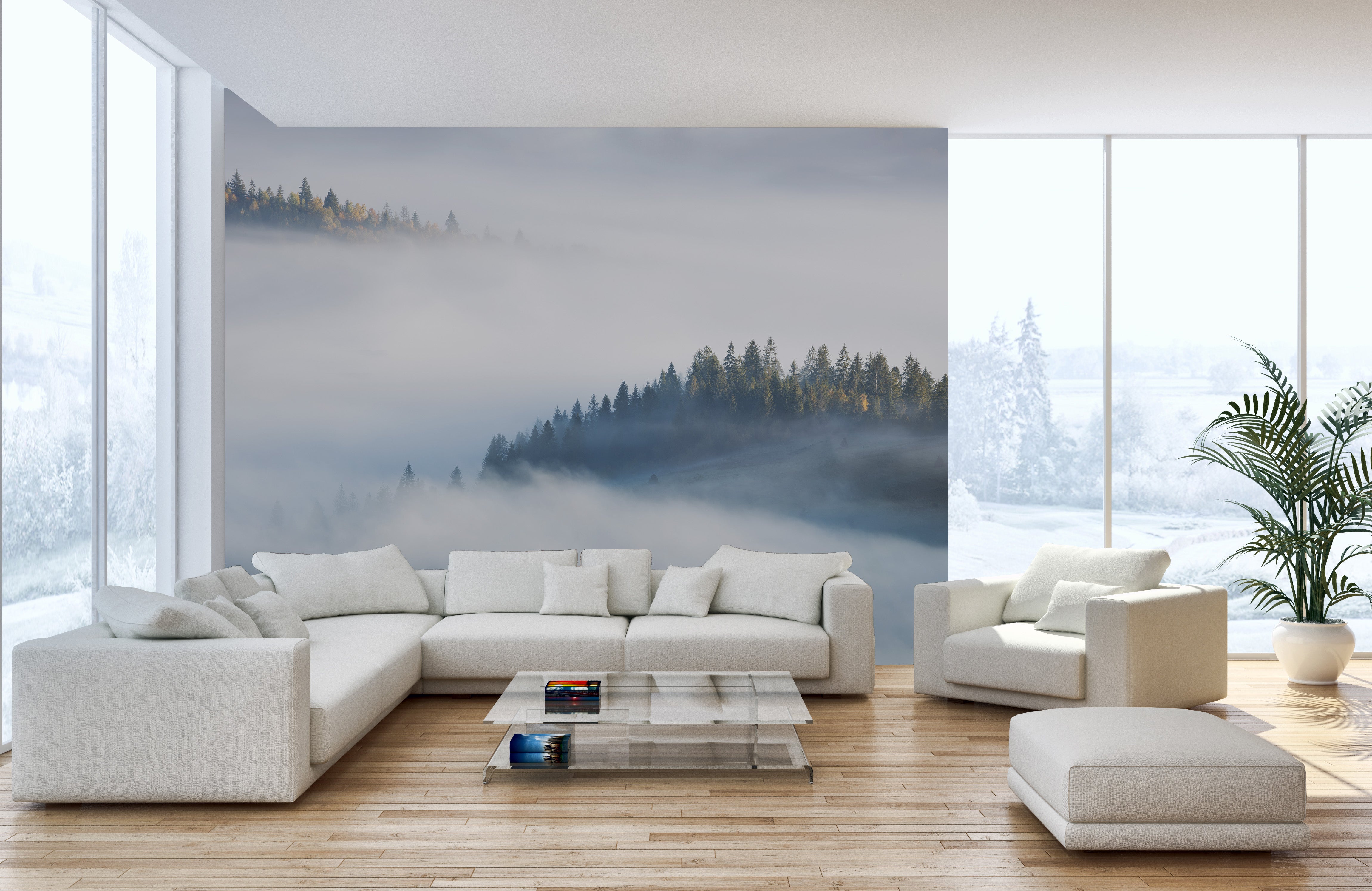 Misty Maple Tree Wall Mural for serene wall decor
