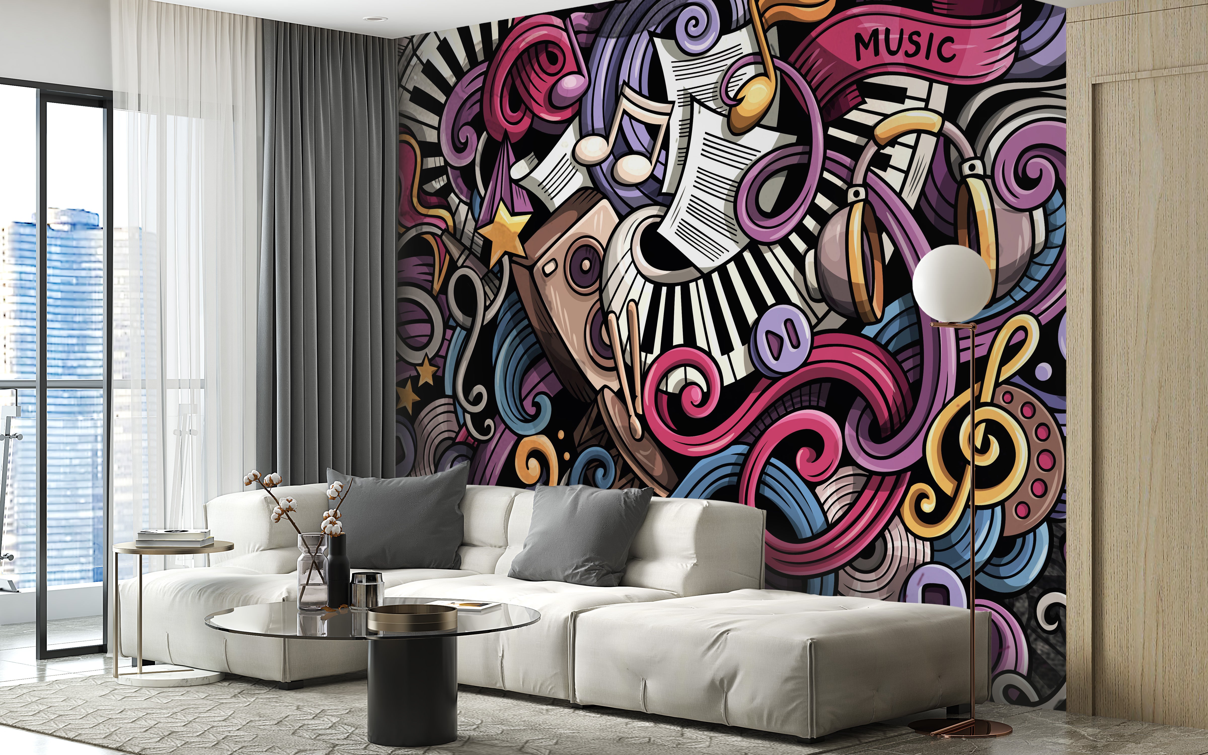 Musical Sketch Wallpaper Mural to add a musical twist
