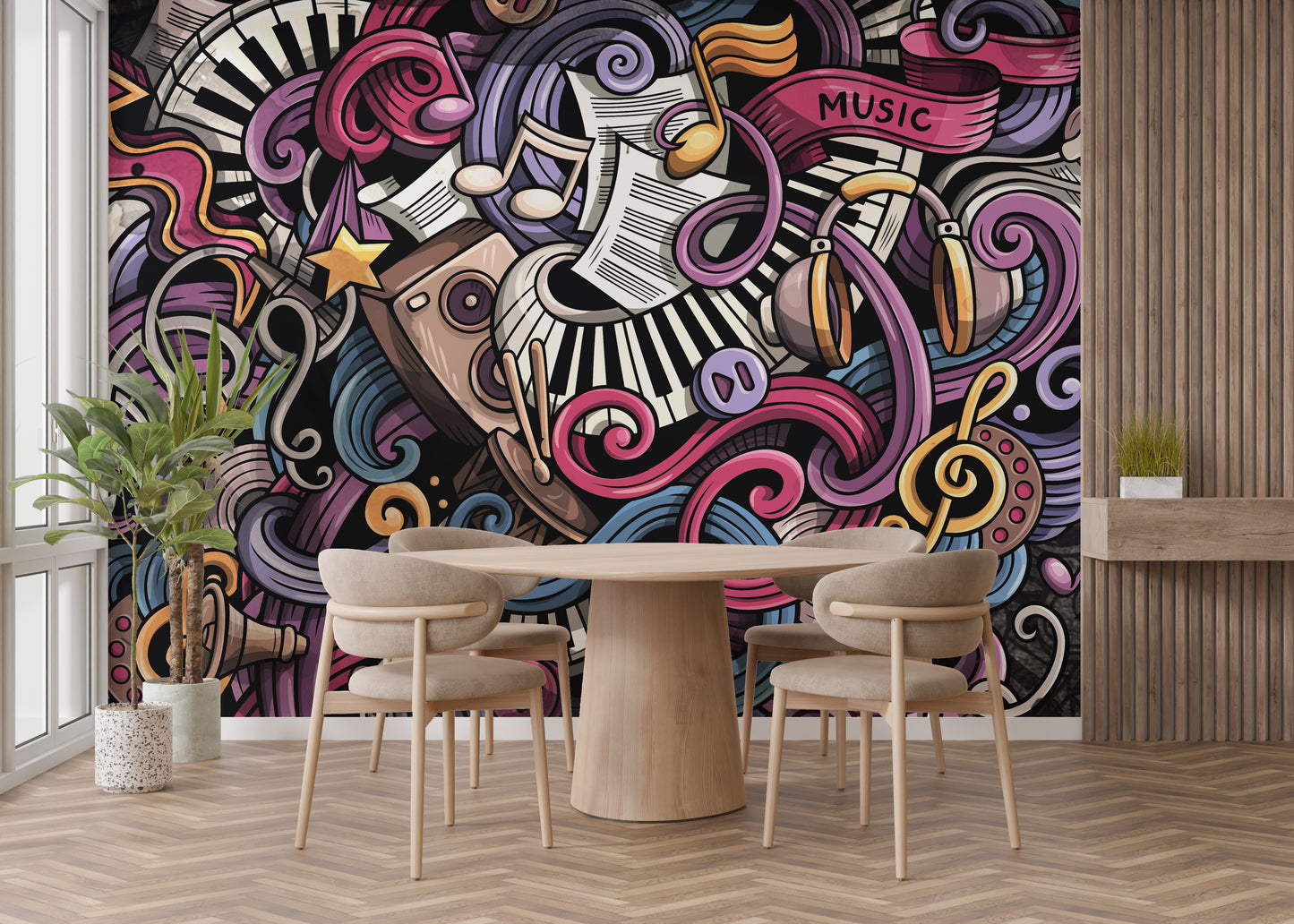 Artistic Musical Sketches Wall Mural for unique style
