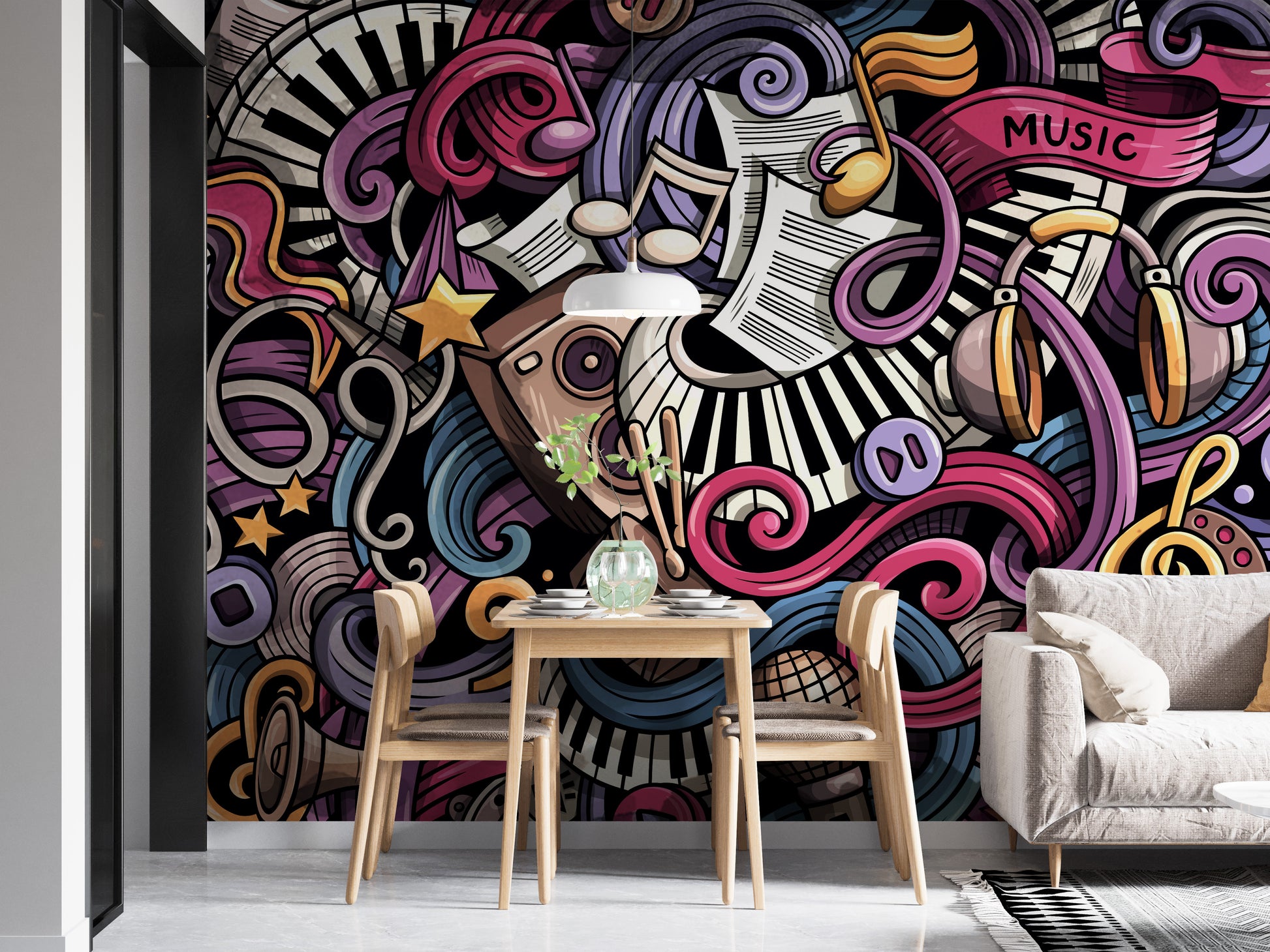 Music Sketch Wallpaper Mural to add rhythm to walls
