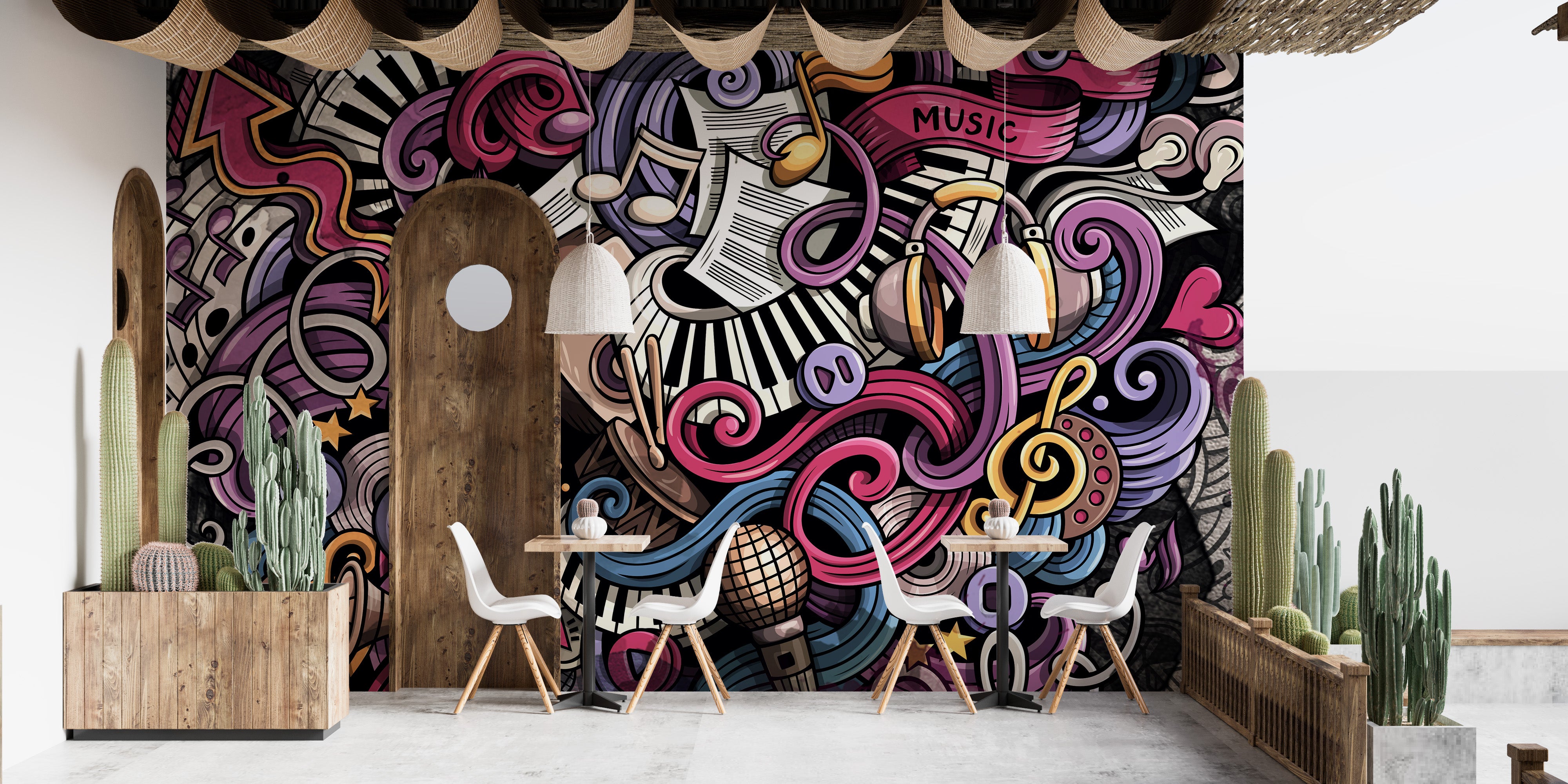 Sketches of Music Wallpaper Mural for musical ambiance
