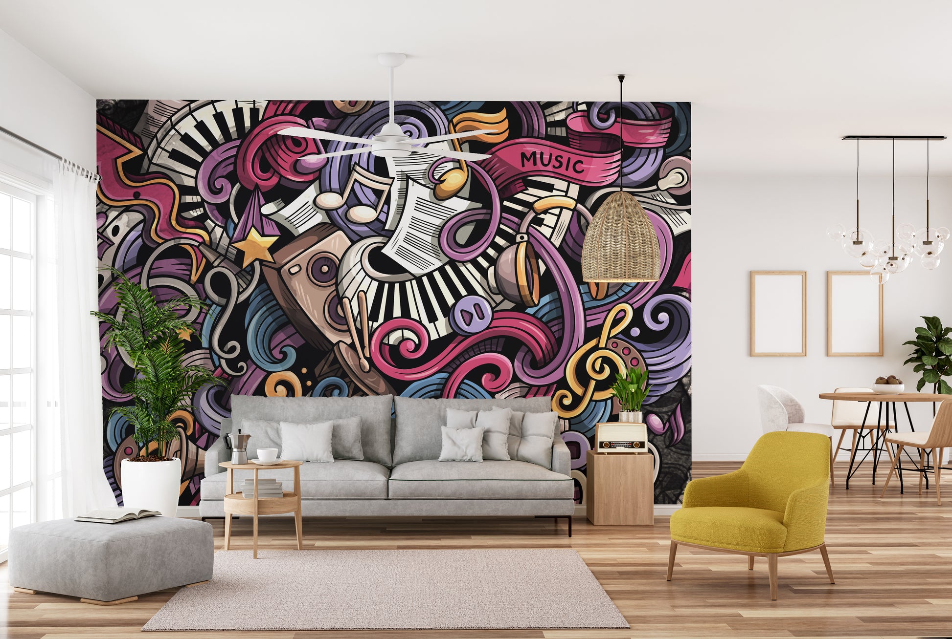 Musical Sketches Wall Mural for a harmonious design
