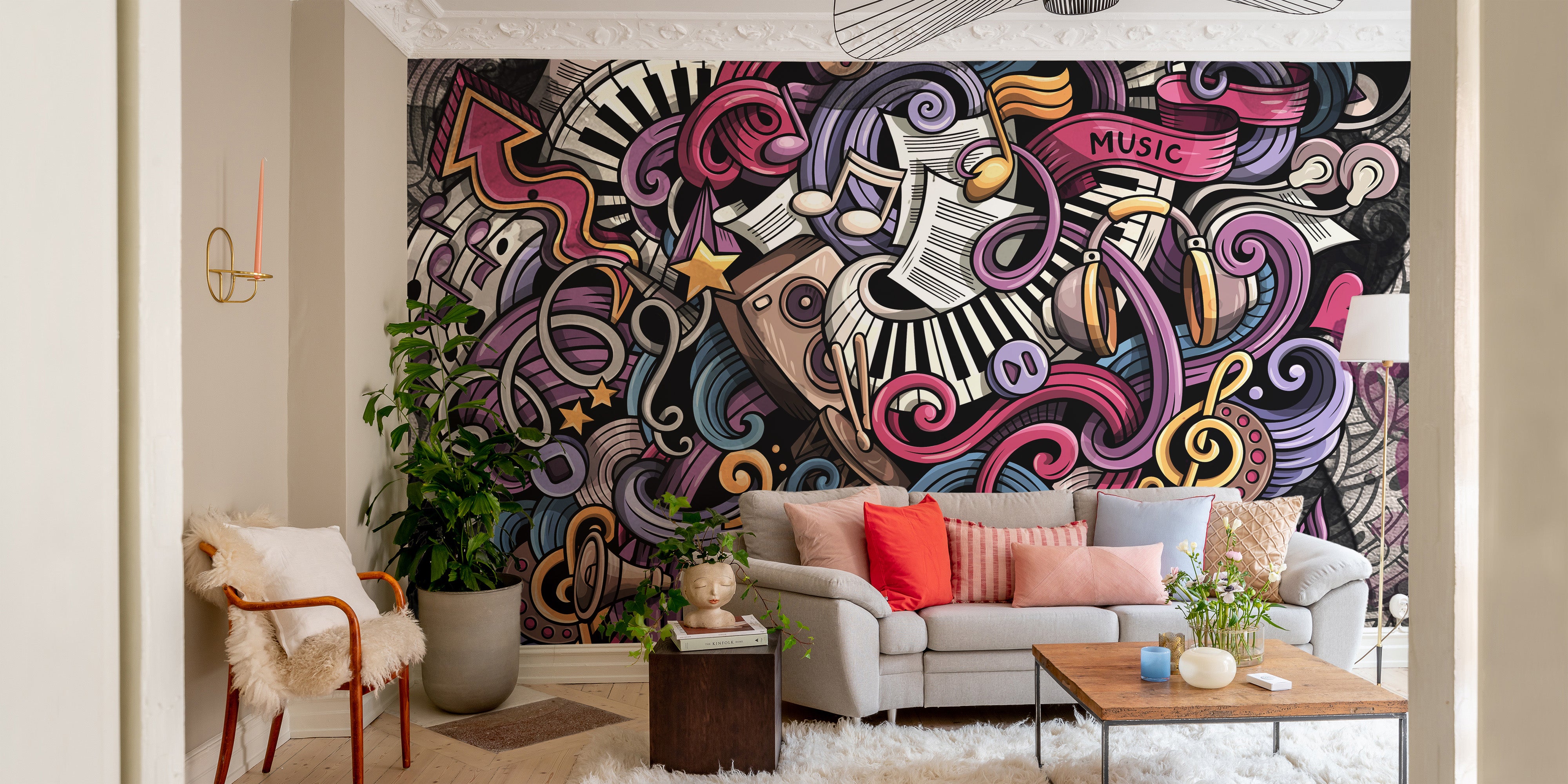 Sketches of Music Wallpaper Mural for artistic decor
