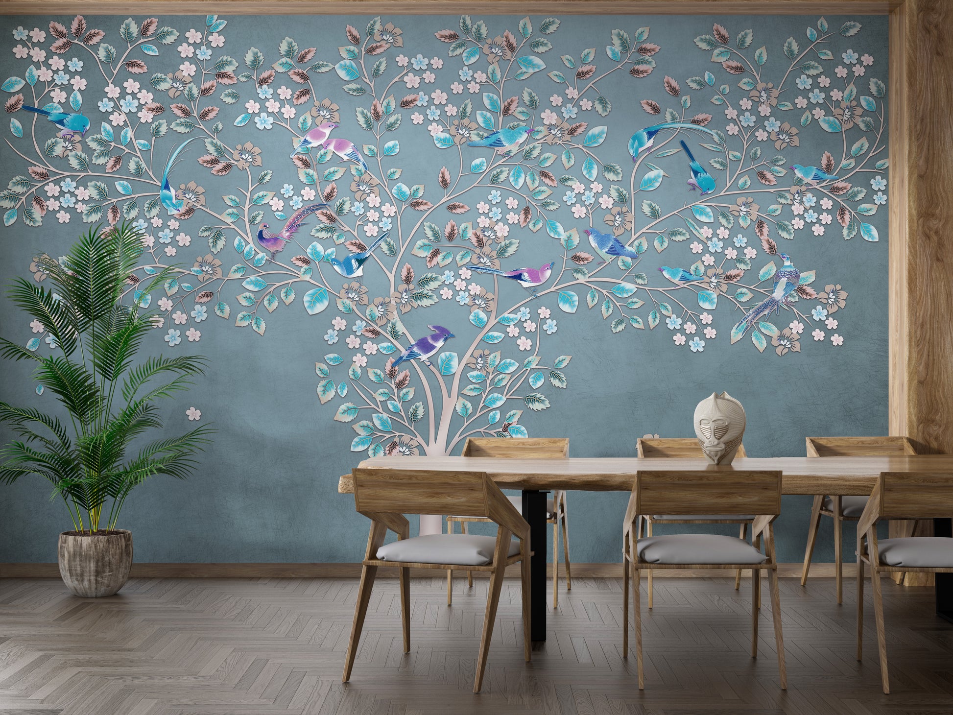 Mystic Azure Canopy Wall Mural for nature lovers