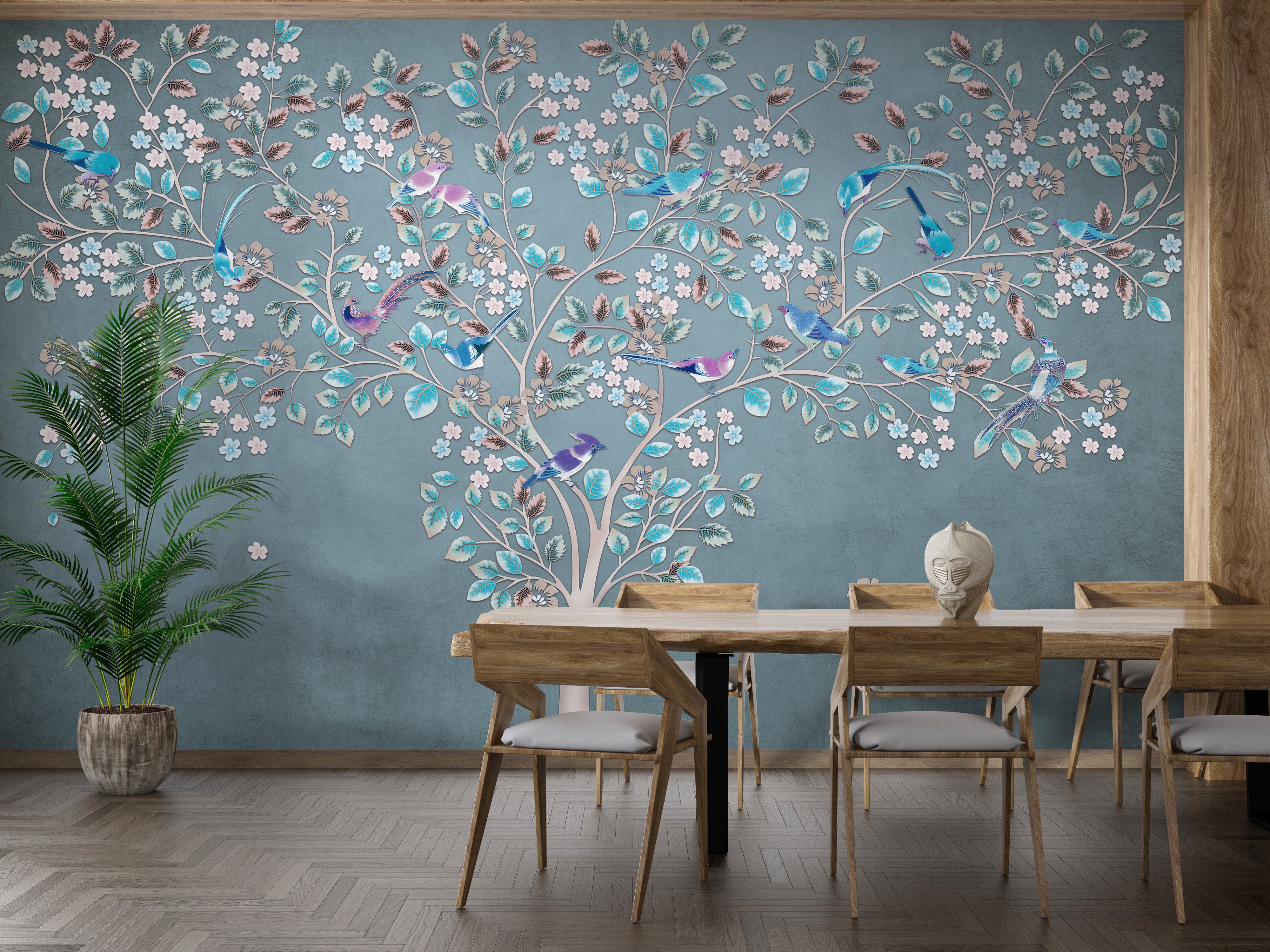 Mystic Azure Canopy Wall Mural for nature lovers