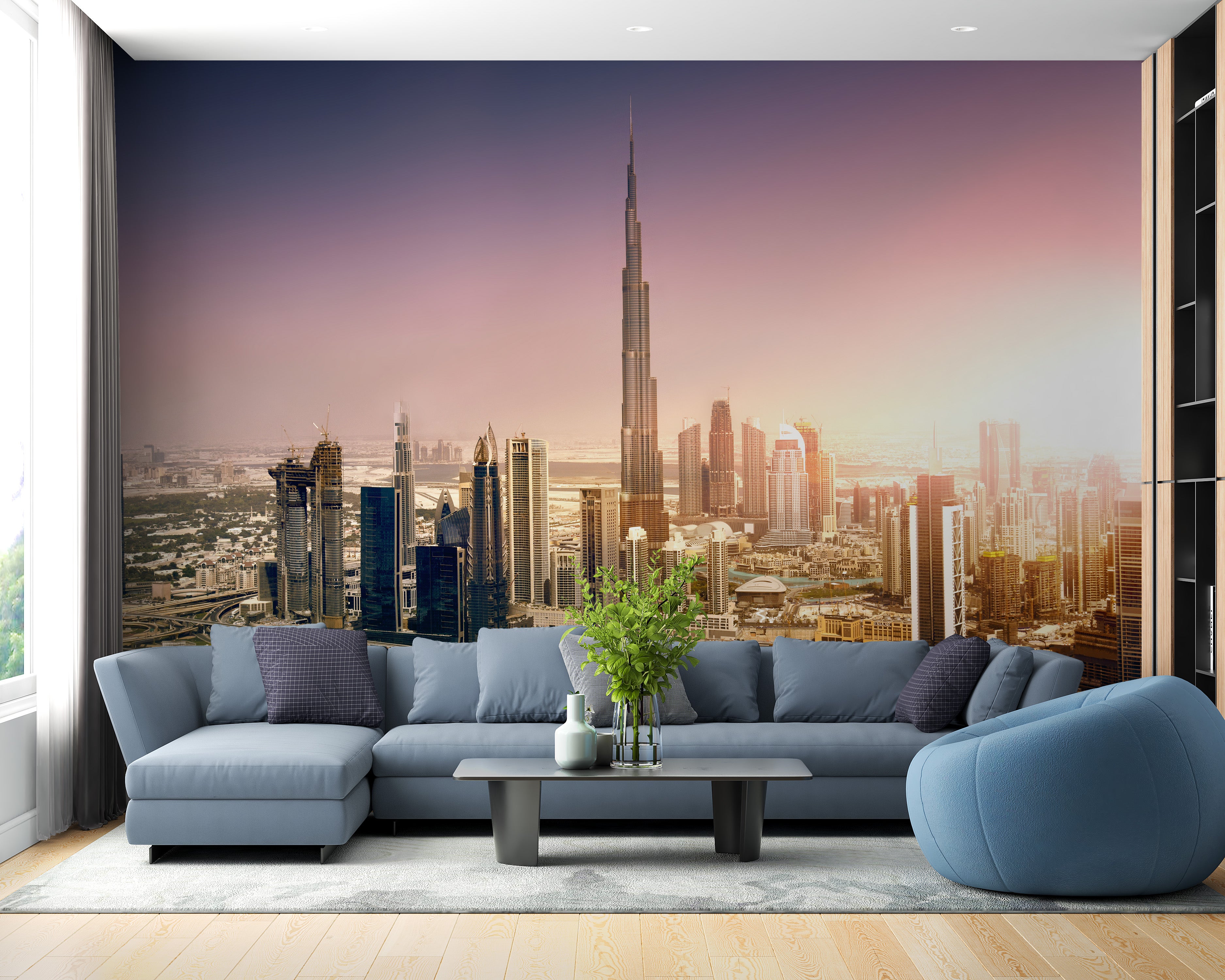 Dubai Sunset Spectacle Wallpaper Mural for a scenic view