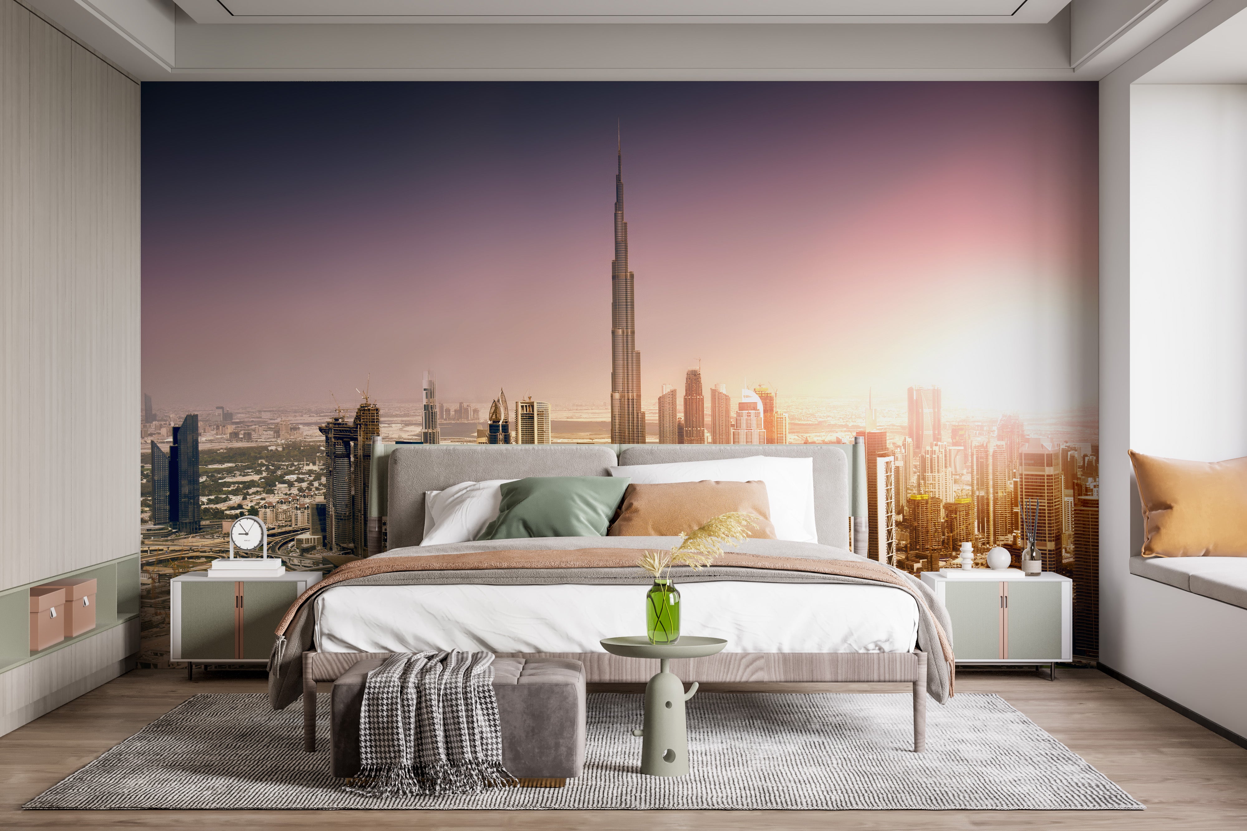 Dubai Sunset Spectacle Wall Mural for vibrant decor
