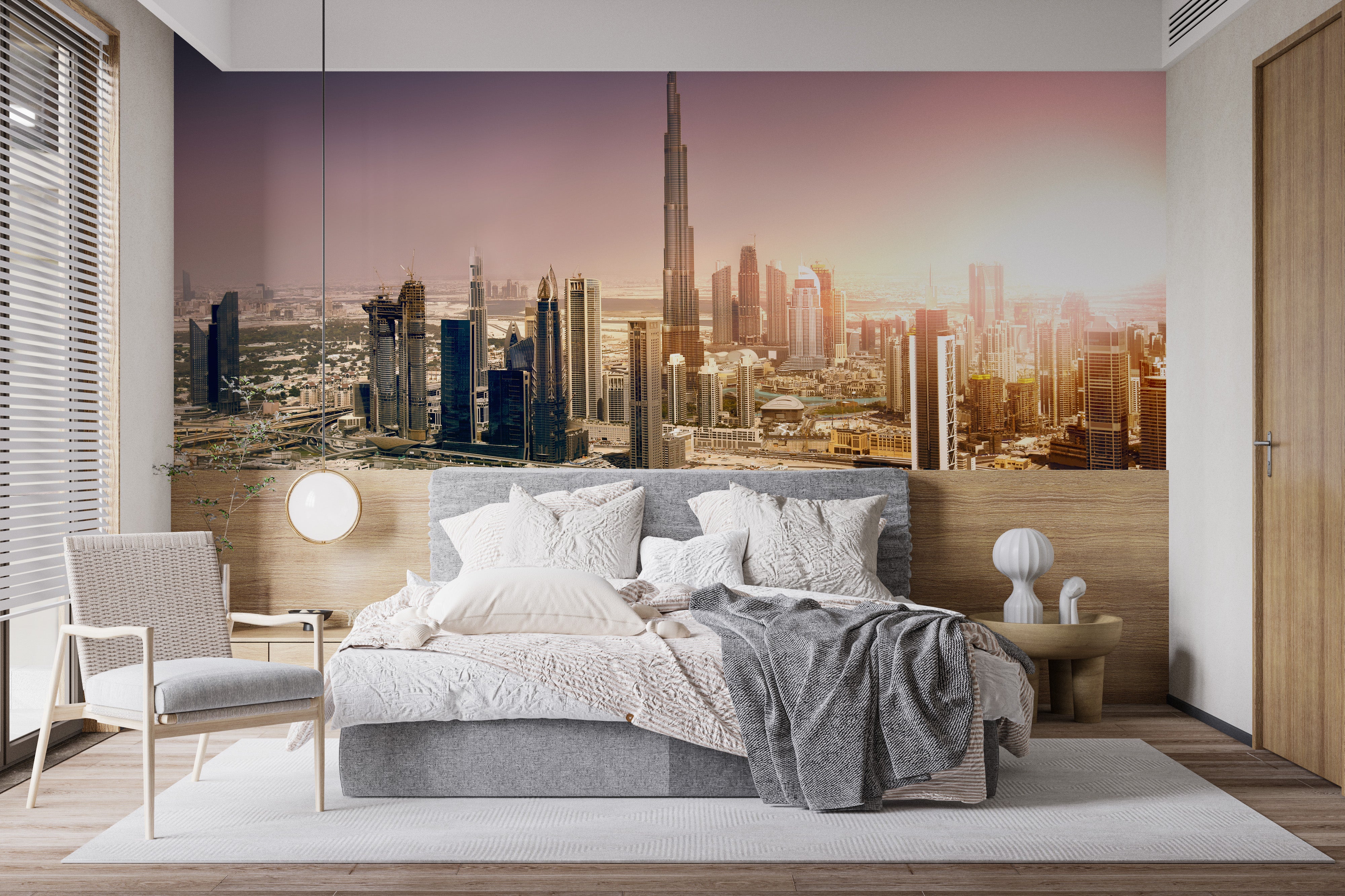 Dubai Sunset Spectacle Wall Mural for a warm ambiance