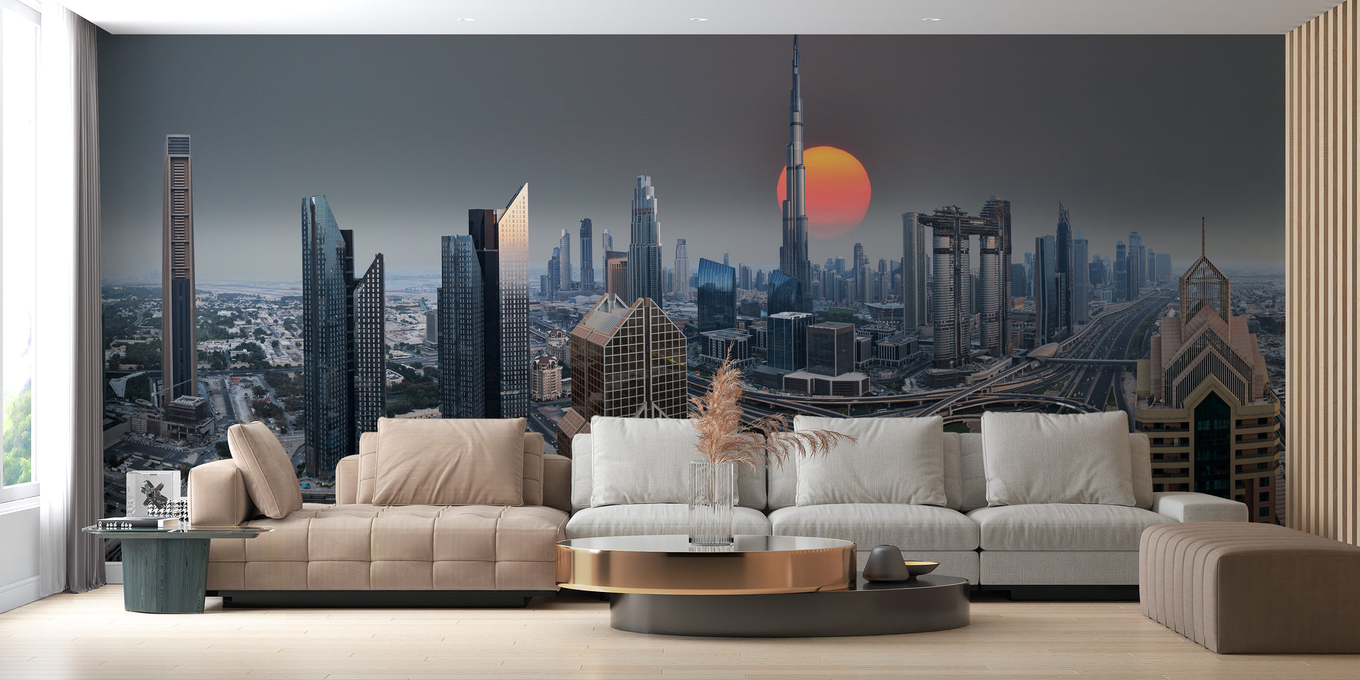 Golden City at Sunrise Wallpaper Mural for elegance
