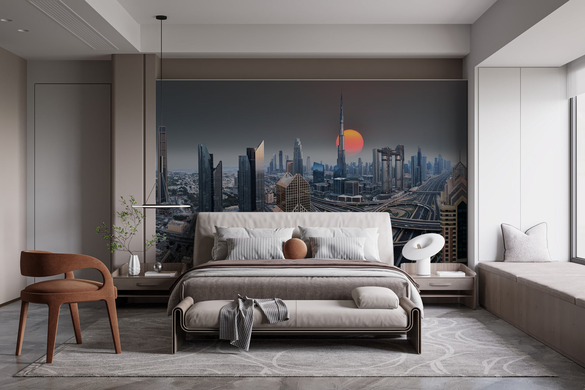 City of Gold Sunrise Wall Mural for a glowing ambiance
