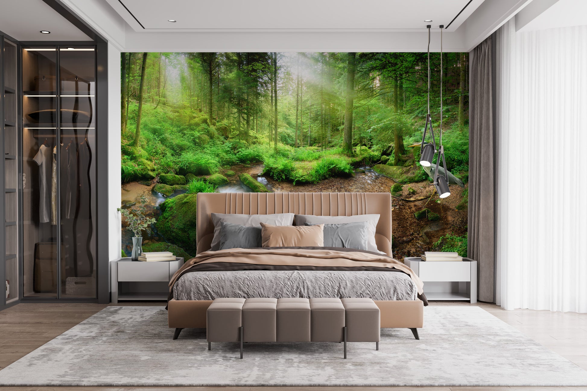 Heron in Green Paradise Wall Mural for tranquil style
